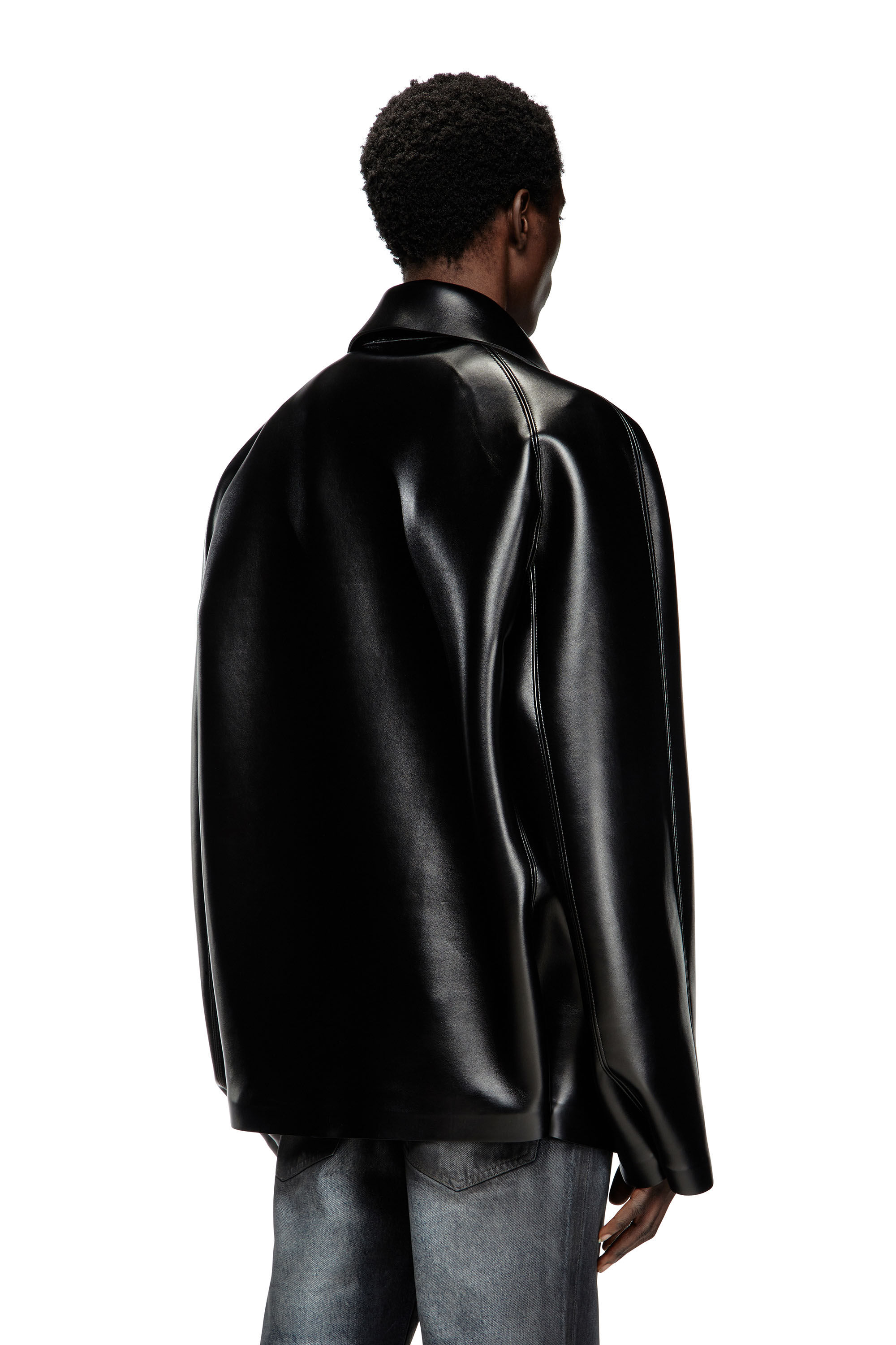 Diesel - J-MARKUS, Veste oversize ajustée en néoprène contrecollé Mixte in Noir - 4