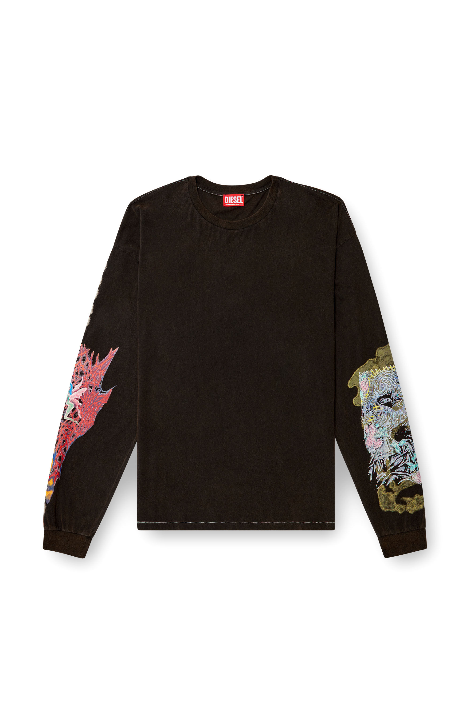 Diesel - T-BOXT-LS-R4, T-shirt à manches longues avec graphismes imprimés Homme in Noir - 2
