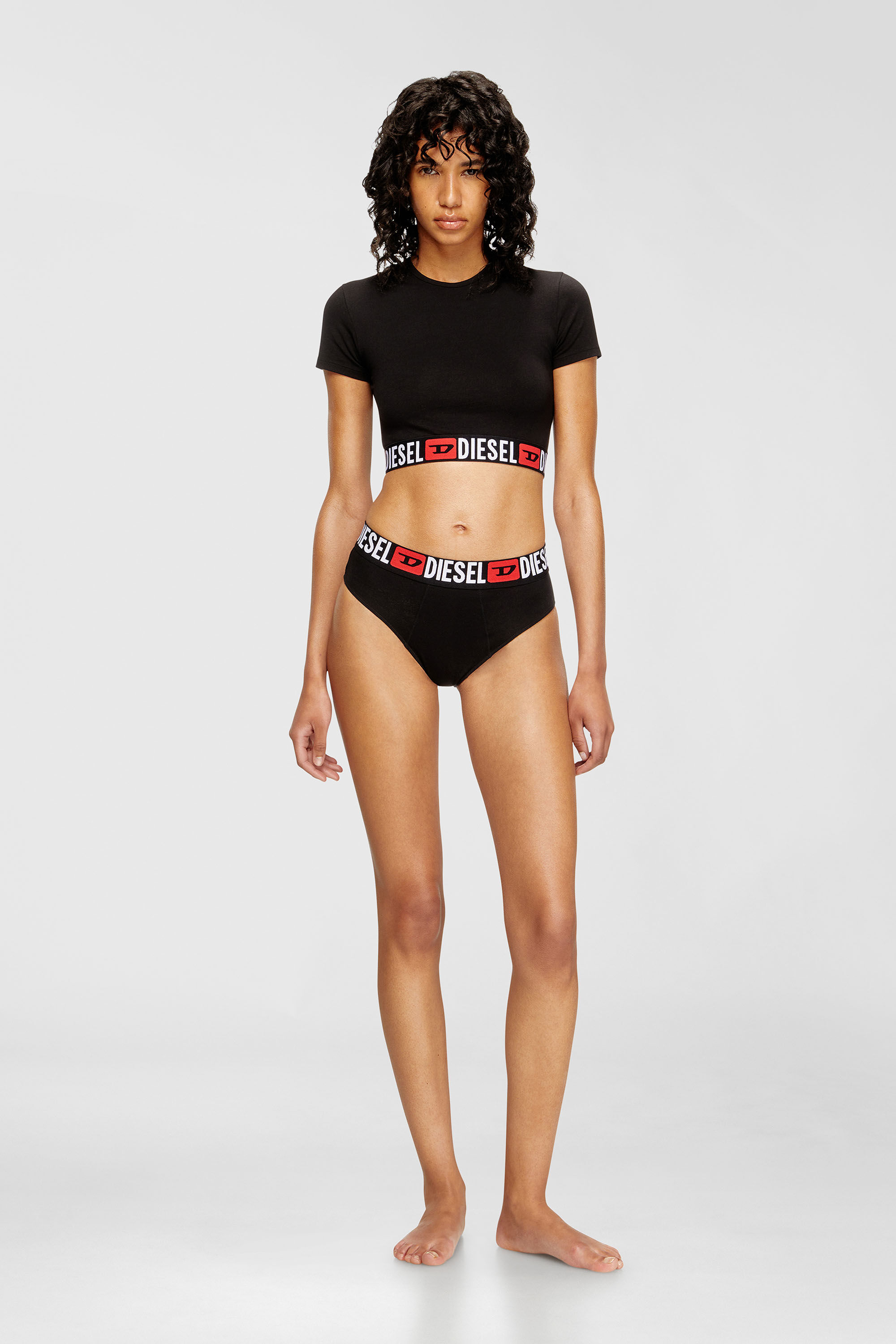 Women's Cropped top with logo band | Black | Diesel {{Country}}