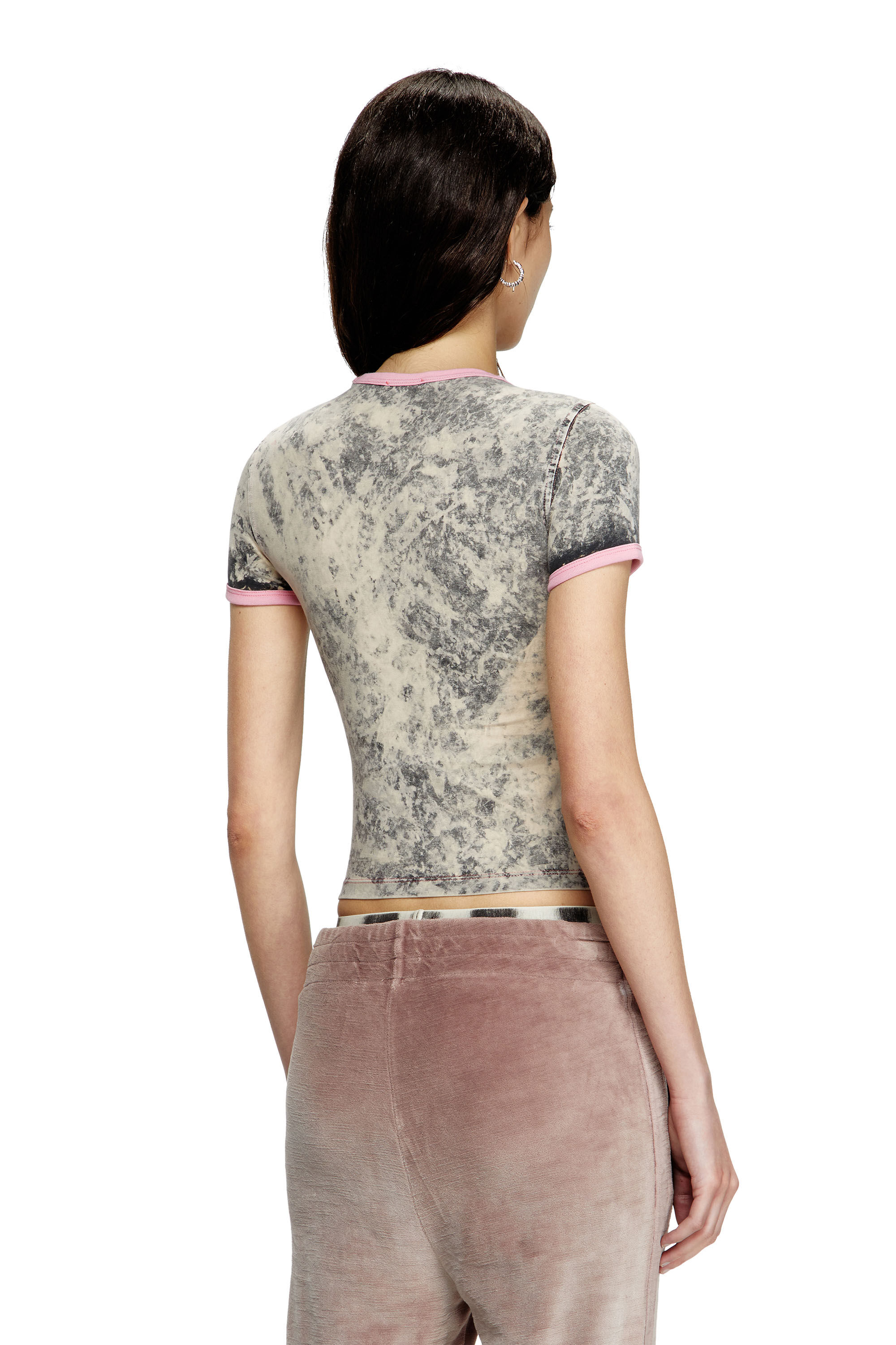 【DIESEL】T Uncut Short Q1 T-Shirt - Grey / A168250JQAU9DT Women's T-shirt with Diesel Core print | Grey | Diesel