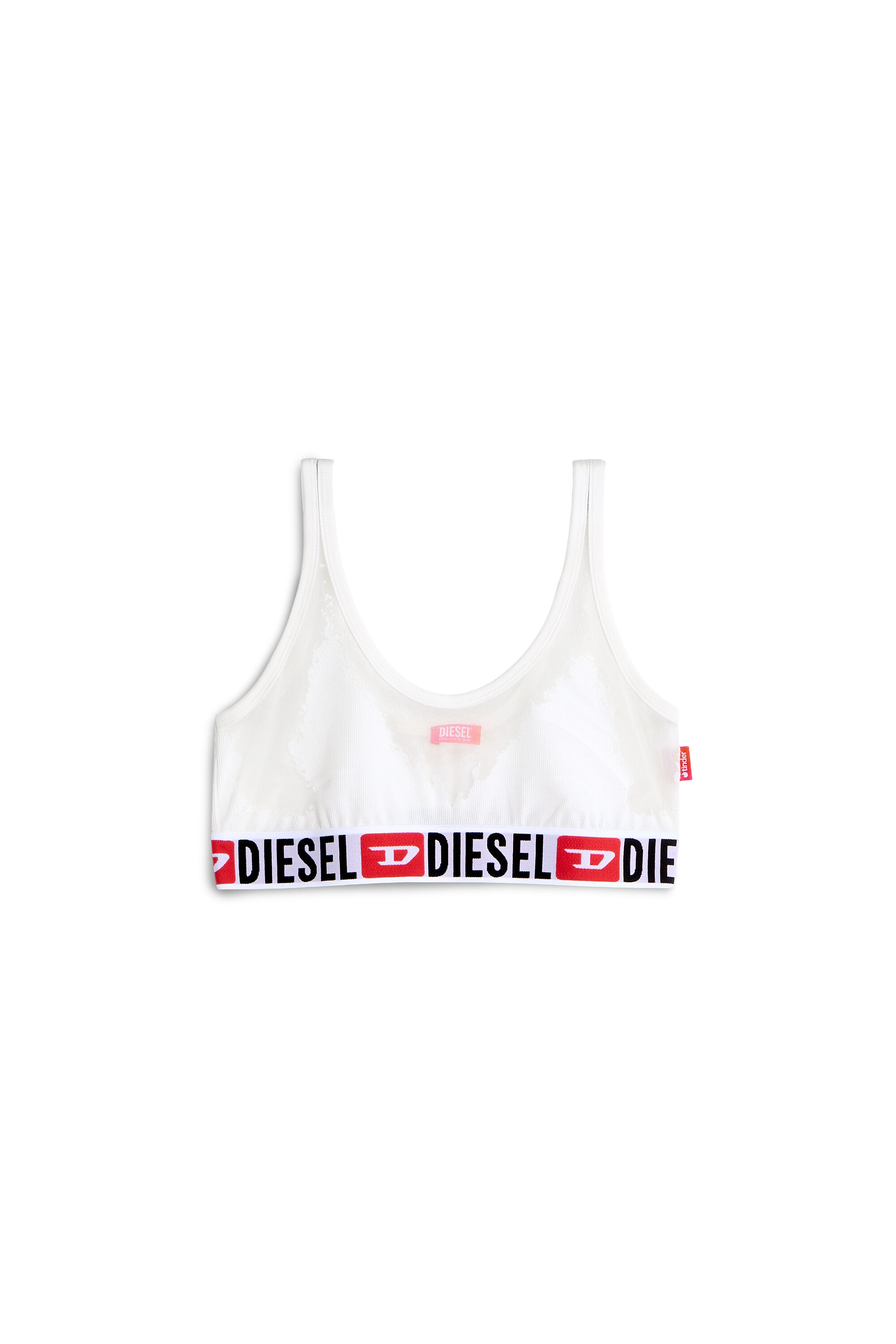 Diesel - PR-ORIBA-D-CORE, Woman's Bralette with sheer devor&eacute; effect in White - 2