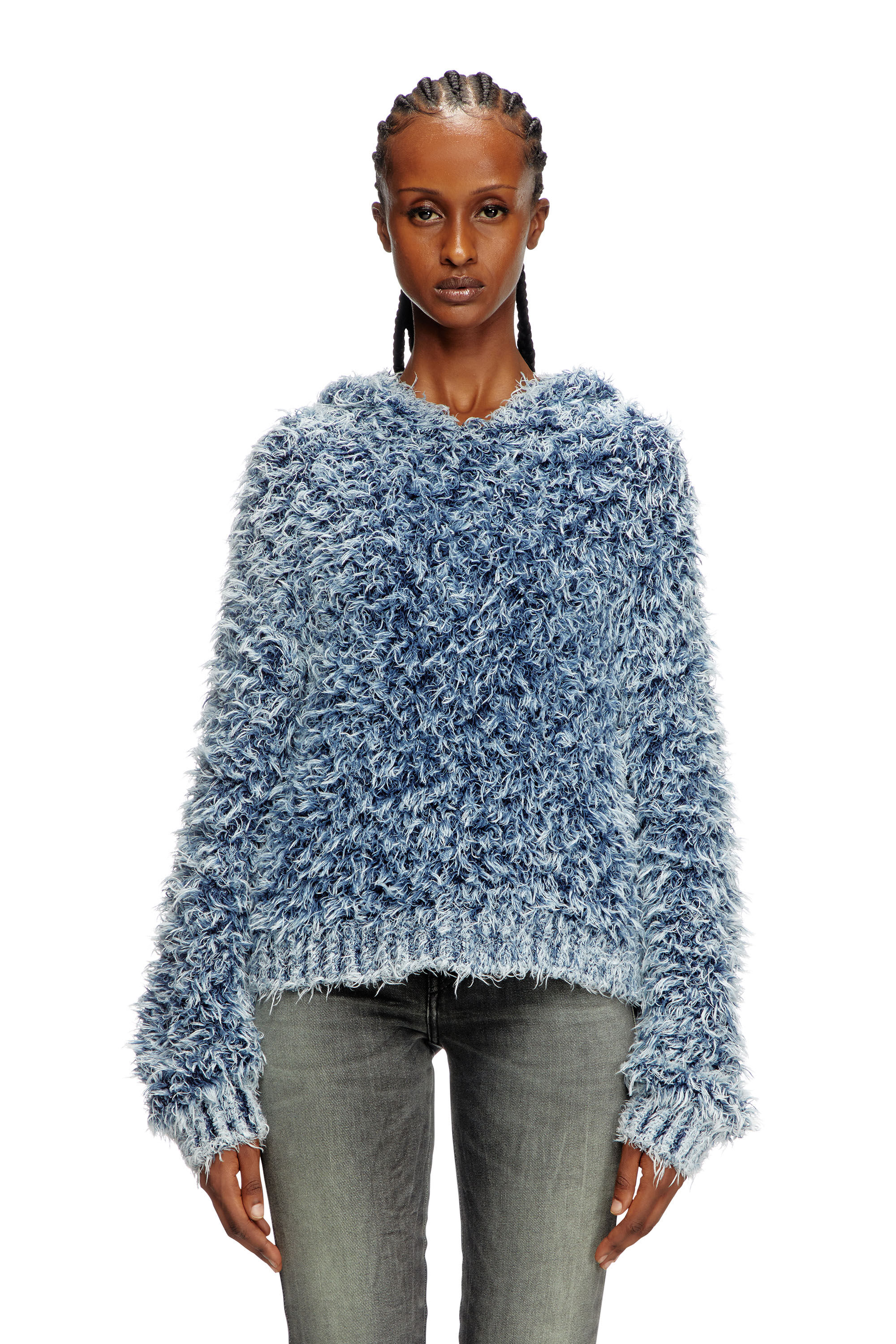 Diesel - M-DOLLY, Sweat-shirt à capuche en maille texturée Femme in Bleu - 3