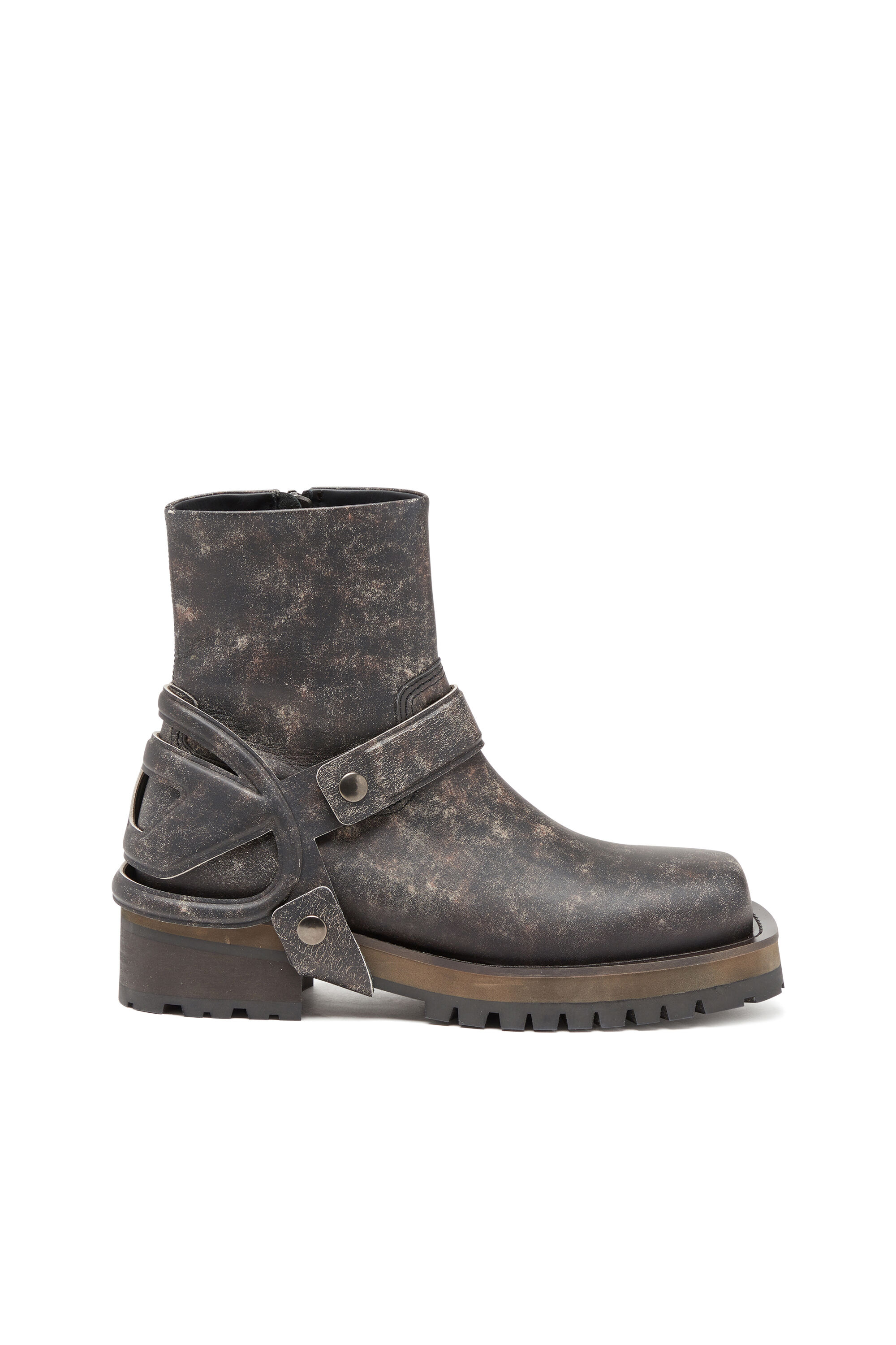 Men s D Texan Harness boots in distressed leather Brown Diesel