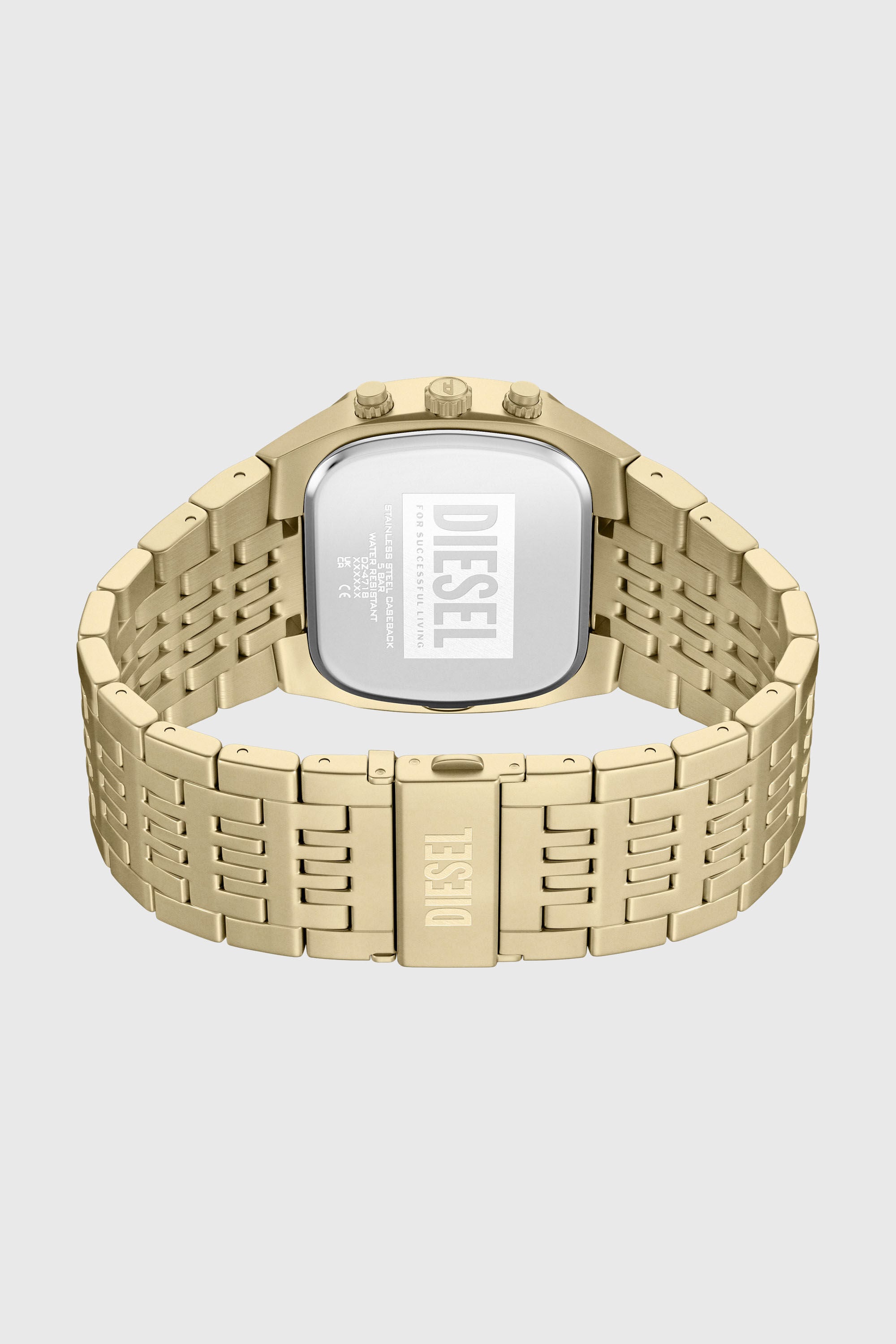 Diesel - DZ4718 WATCH, Man's Spiked Cushion gold-tone stainless steel watch in Gold - 5