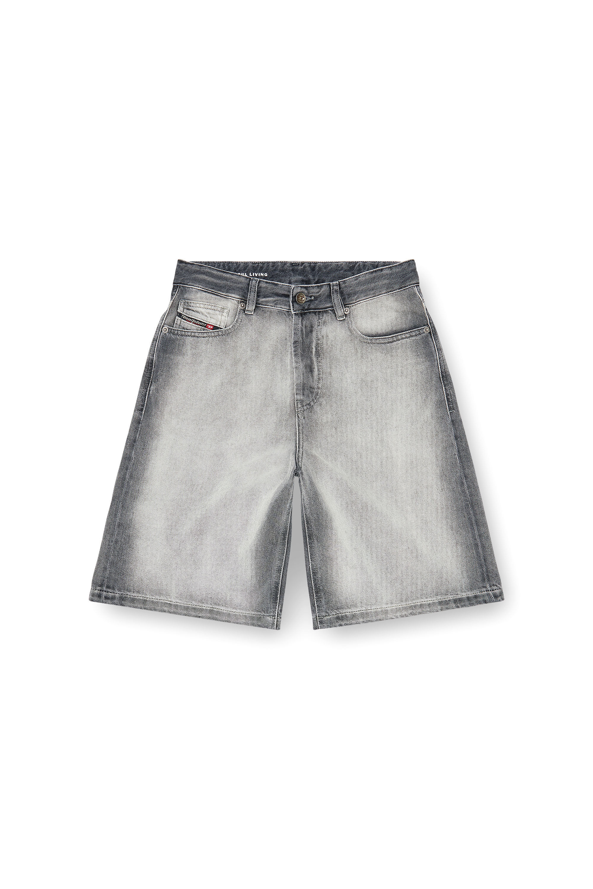Diesel - DE-SIRE-SHORT-FSI, Short en denim skeleton doux Femme in Gris - 2