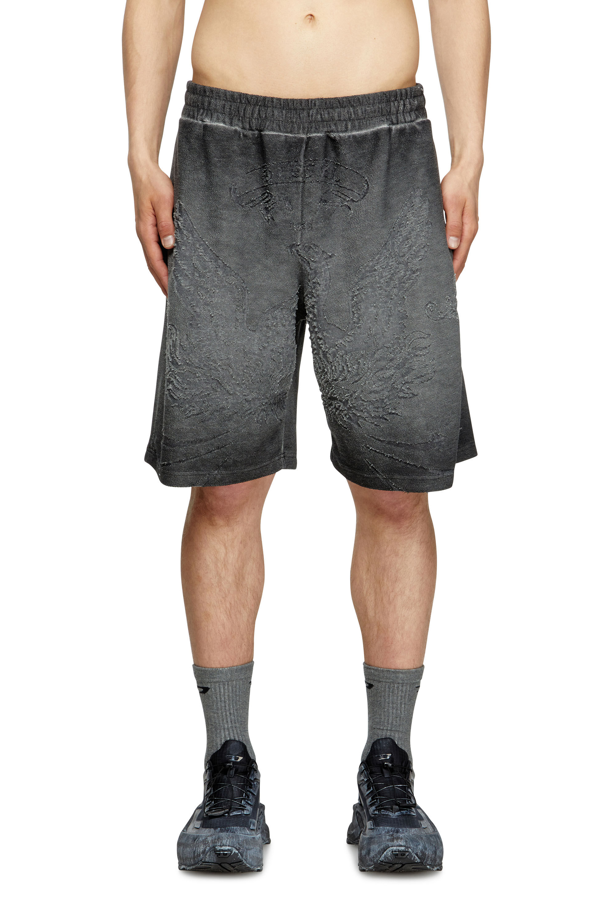 Diesel - P-CROWDE, Short de survêtement avec phénix dévoré Homme in Gris - 3