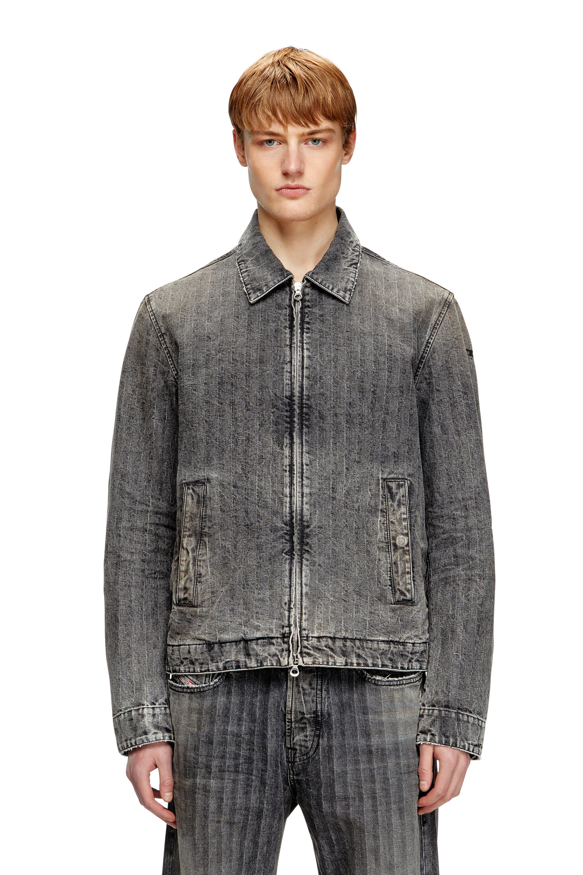 Diesel - D-ROHE, Veste blouson en denim à chevrons Homme in Noir - 3