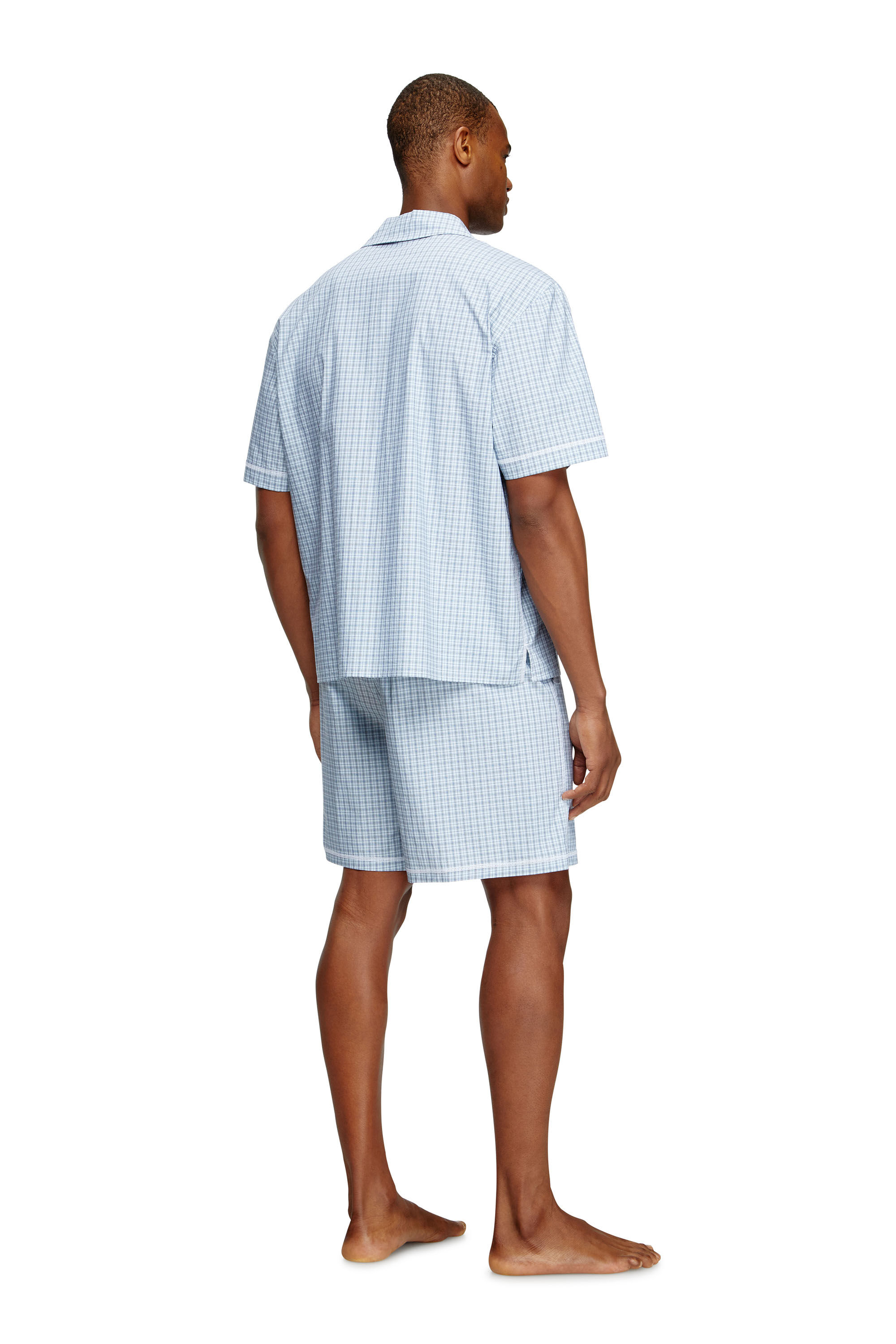 Diesel - SET-RAFAEL-D-CORE, Pyjama court en coton à carreaux Homme in Bleu - 3