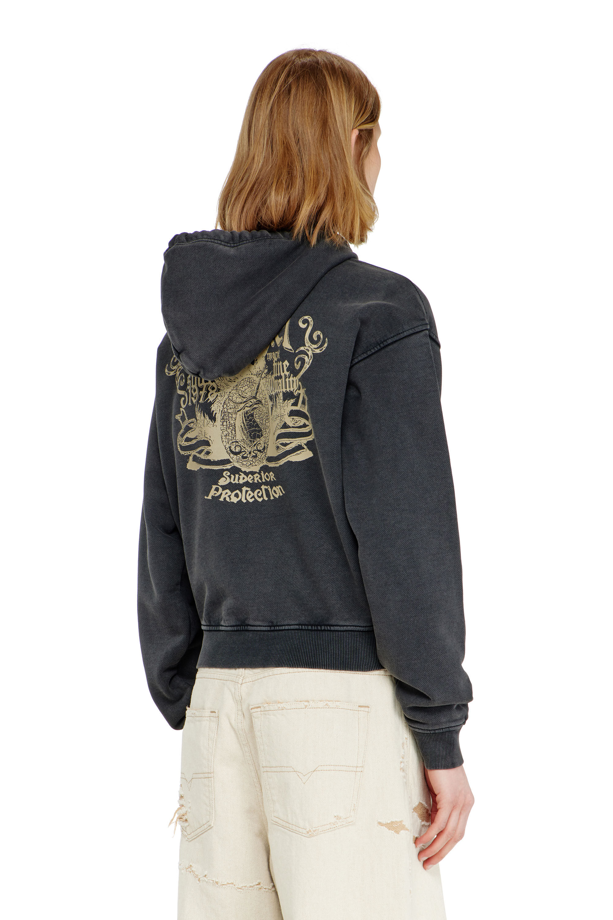 Diesel - F-PHOENY, Sweat &agrave; capuche avec imprim&eacute;s et clous strass Femme in ToBeDefined - 4