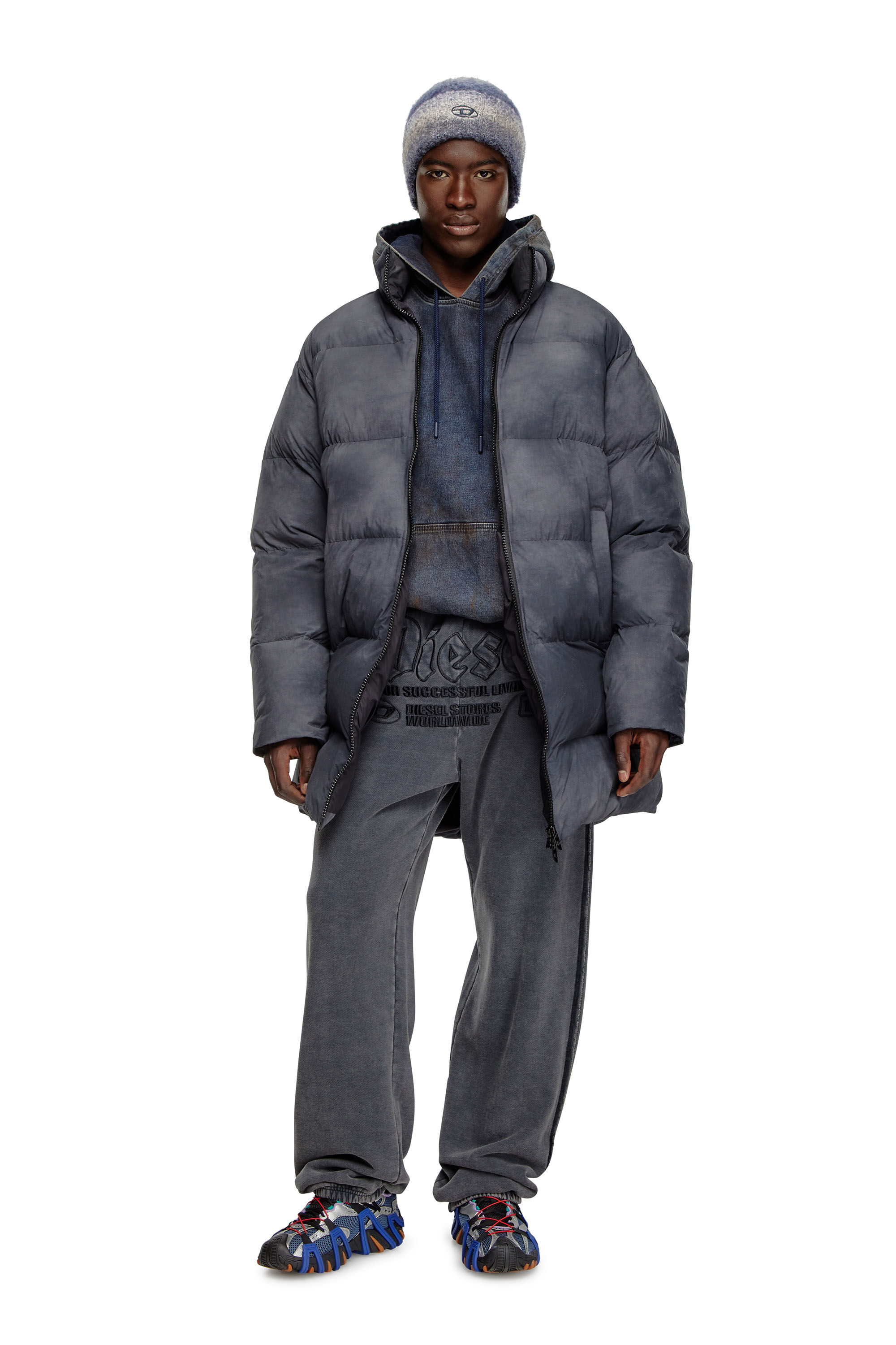 Veste longue grise homme best sale