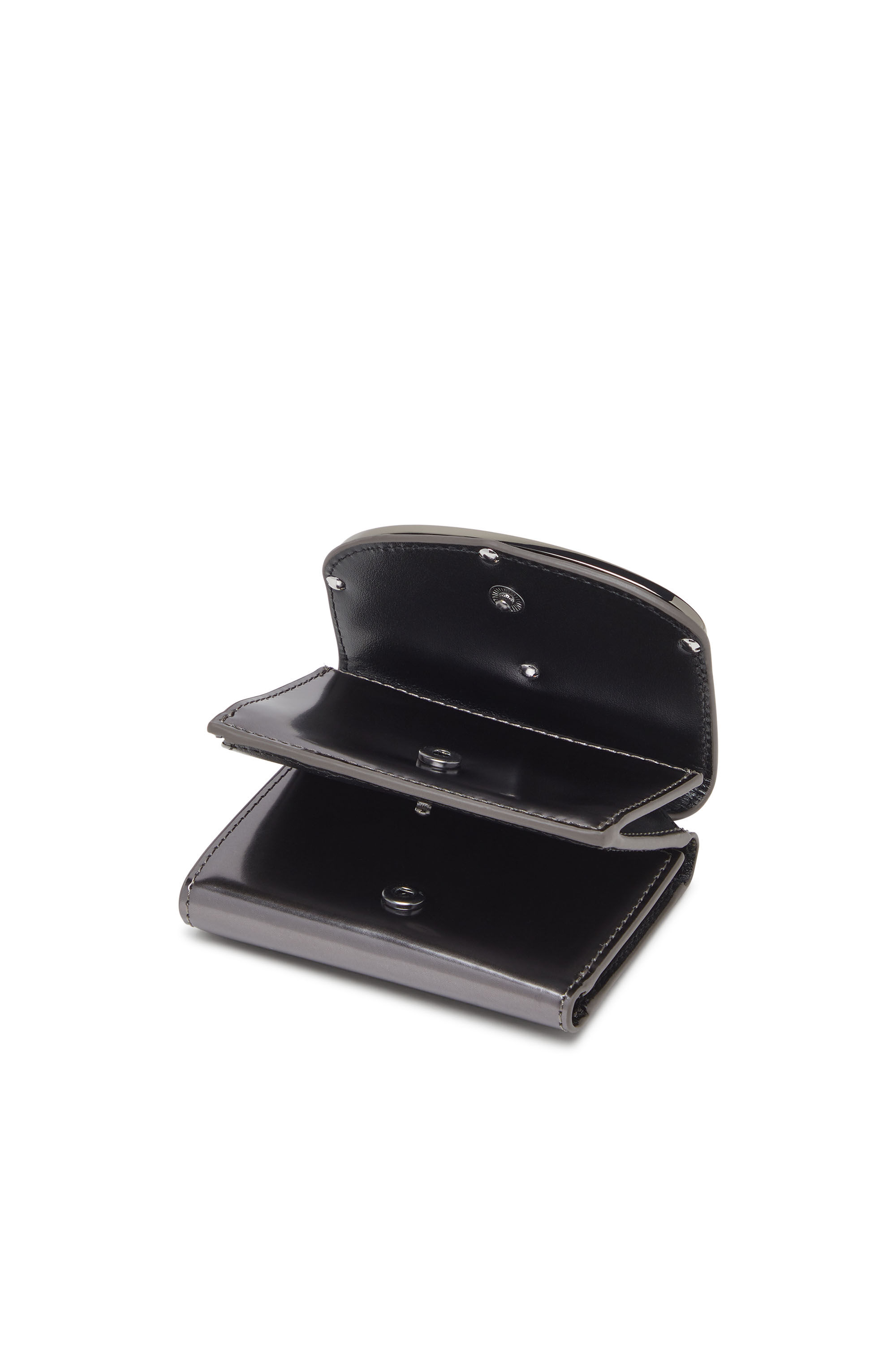 Diesel - 1DR TRI FOLD COIN XS II, Portefeuille à trois volets en cuir effet miroir Femme in Gris - 4