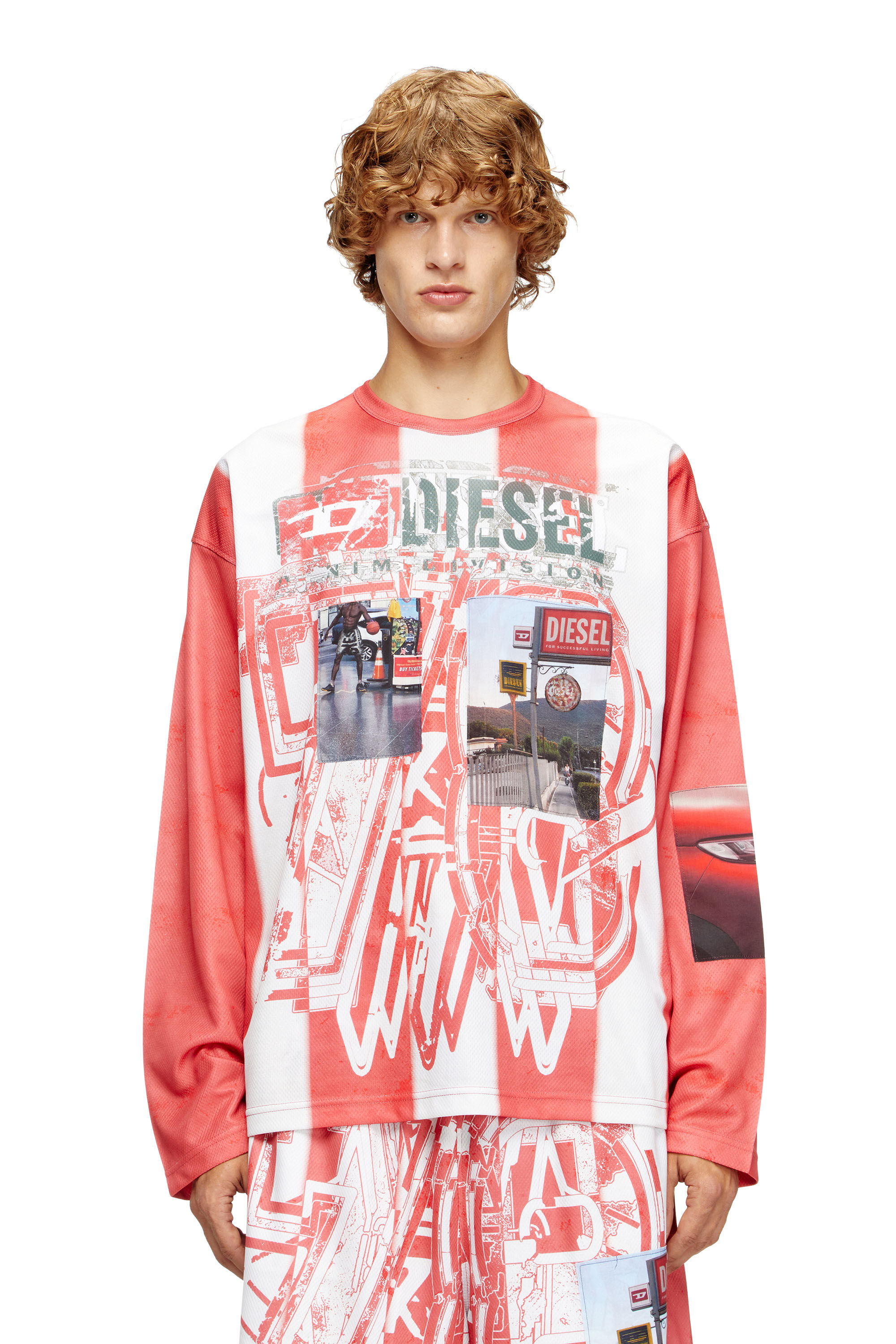 Diesel - T-RUBY, T-shirt à manches longues rayé avec empiècements photo Homme in ToBeDefined - 3