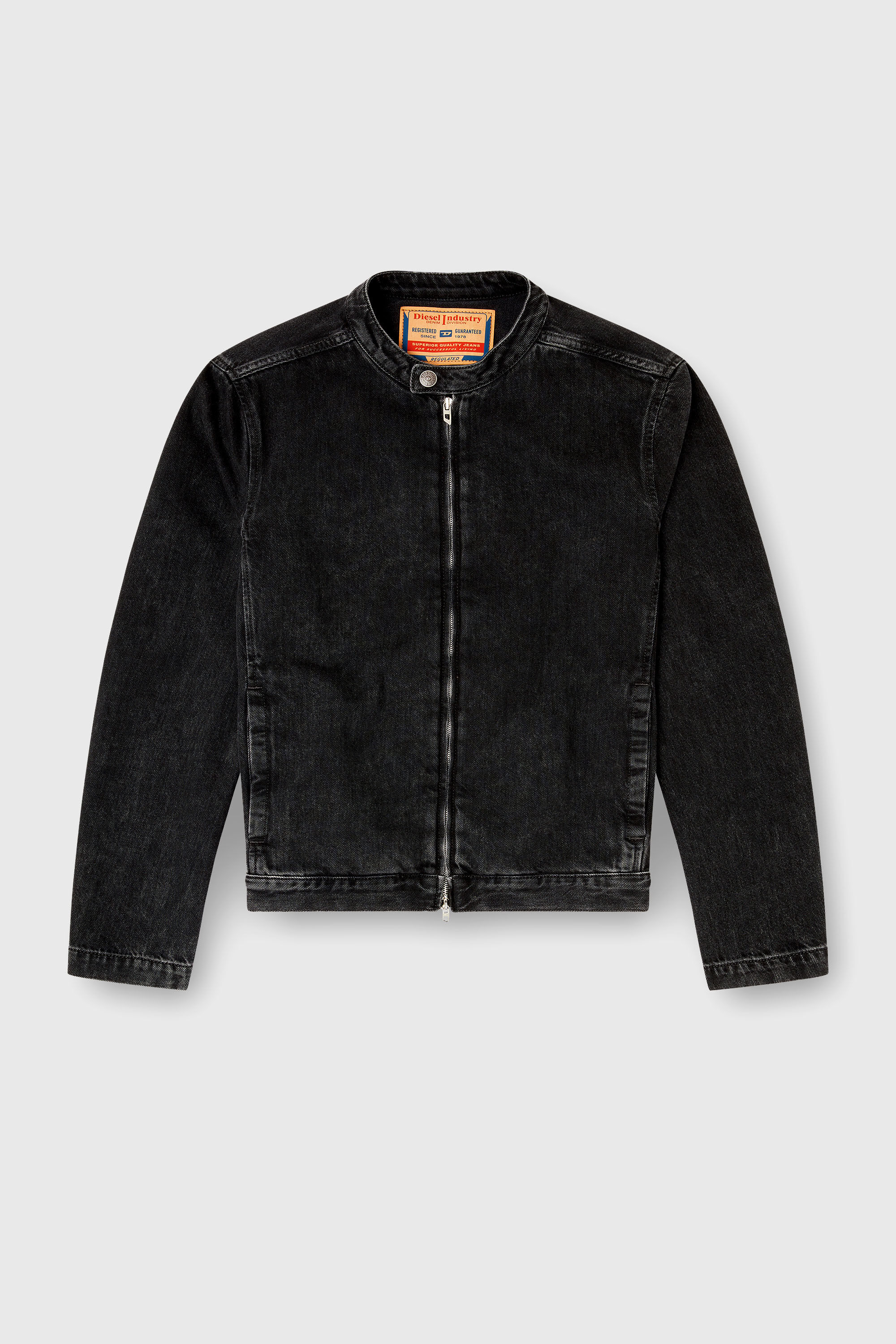 Diesel - D-GLORY, Blouson moto en denim lav&eacute; propre Homme in Noir - 2