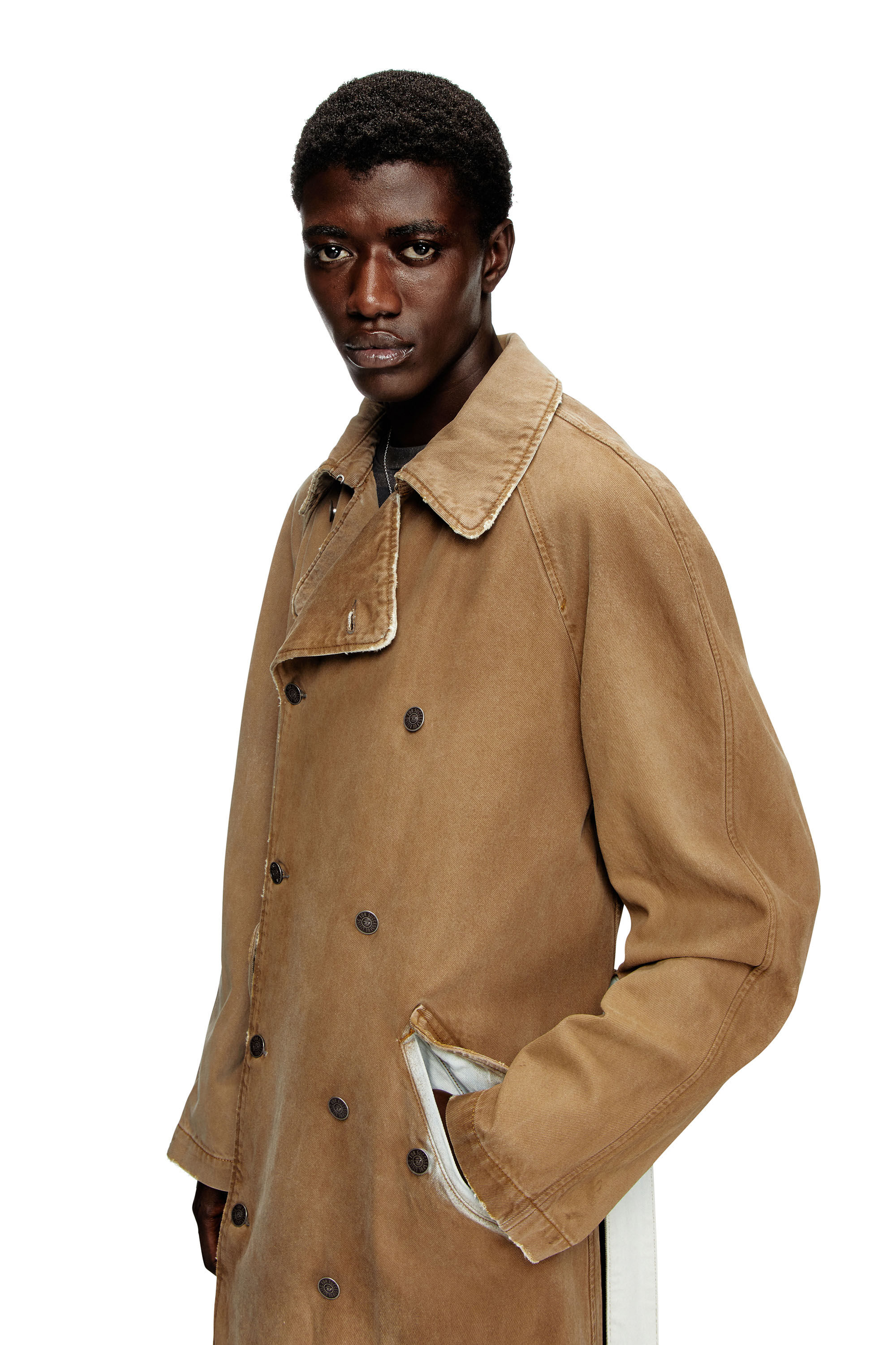 Diesel - D-DELIRIOUS-D, Trench-coat en denim effet sali Mixte in Marron - 5