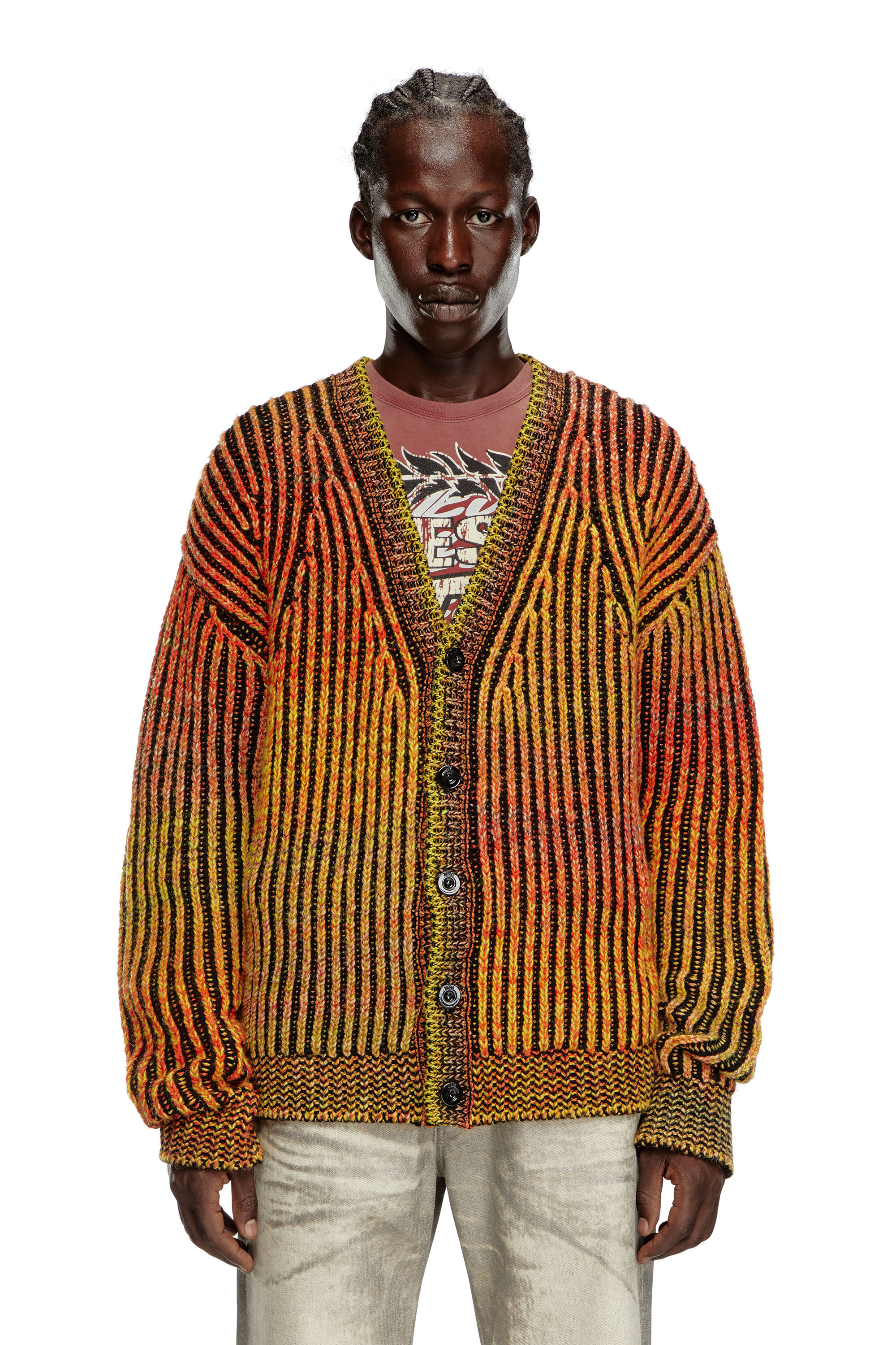 Striped cardigan men's store