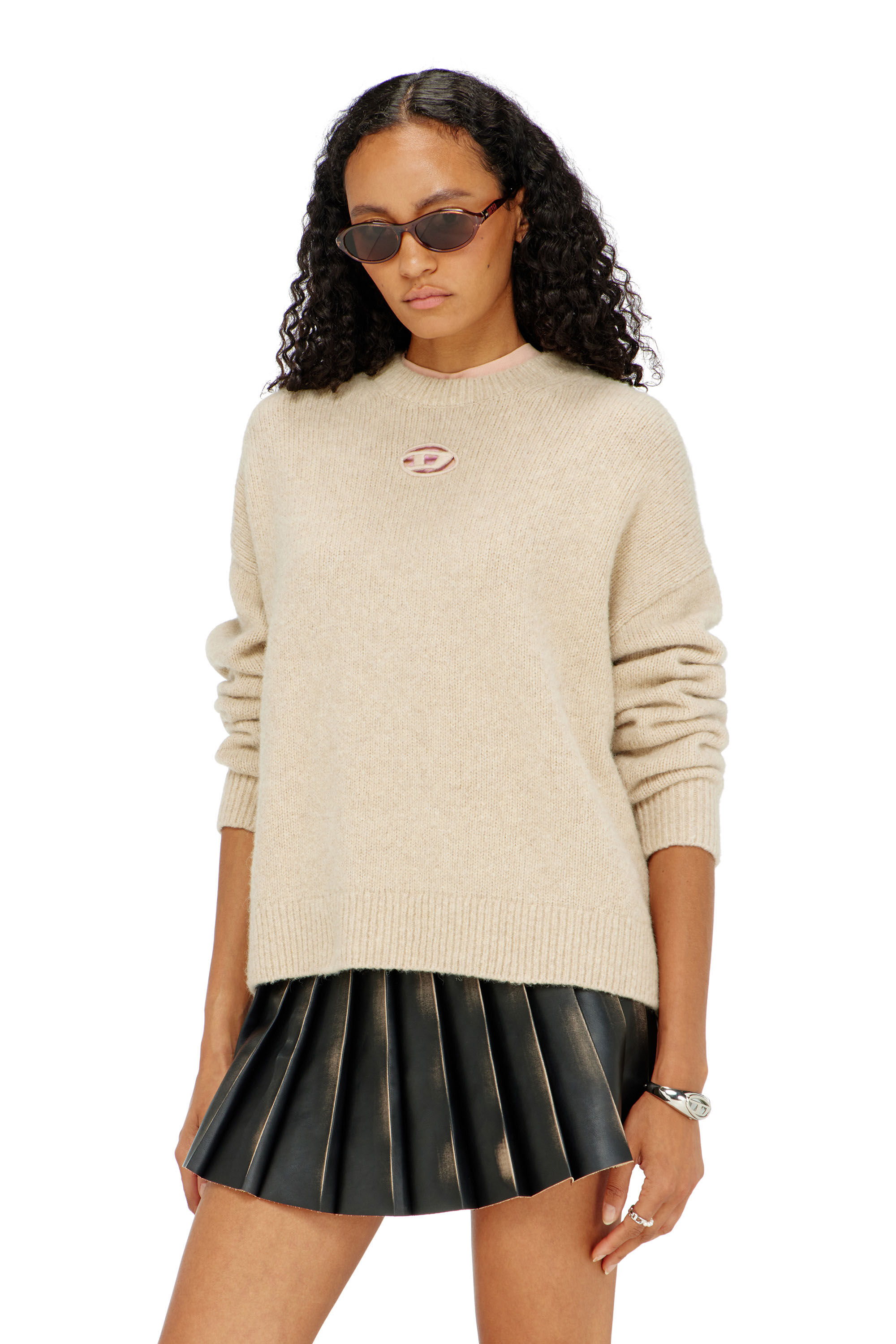 Diesel - M-AREETA, Pull en laine et m&eacute;lange d'alpaga Femme in Beige - 3
