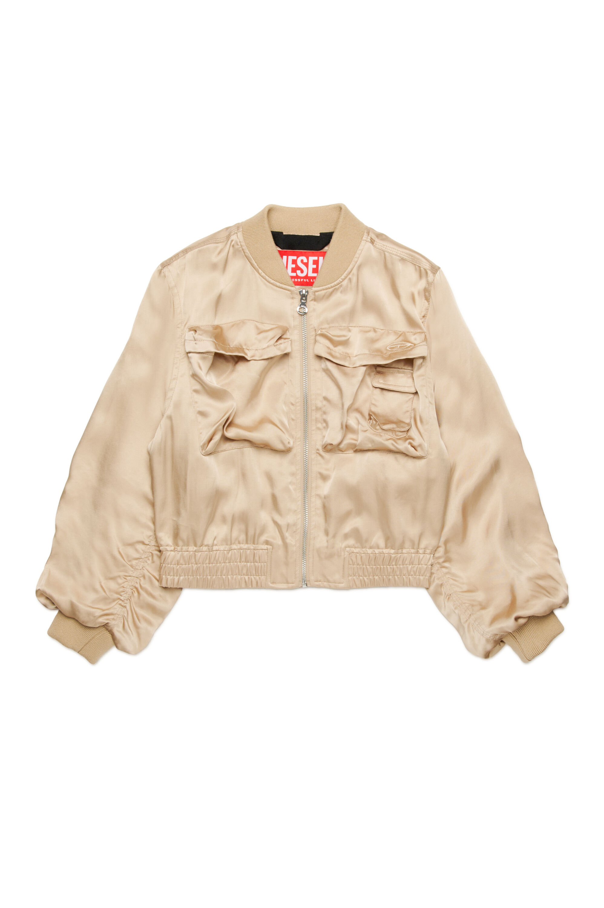 Diesel - JGKHLOWS, Veste bomber en satin avec poches cargo Femme in Marron - 1