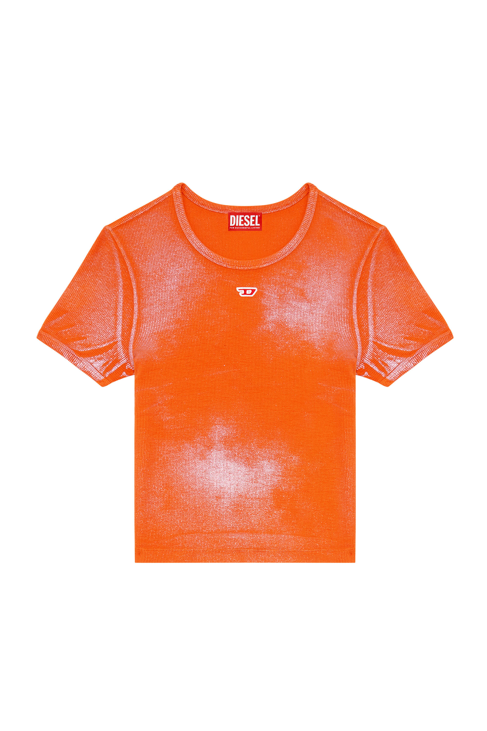 Diesel - T-ELE-N1, Woman's Faded metallic T-shirt in Orange - 2