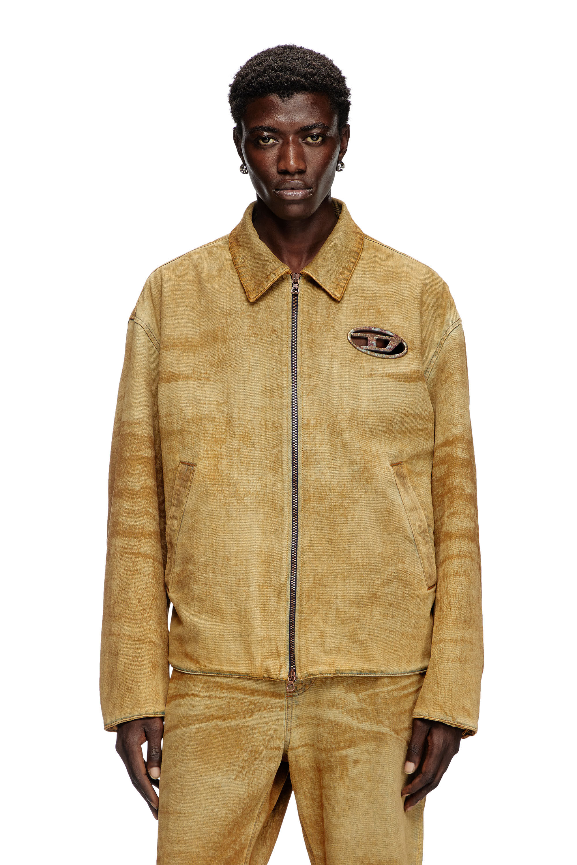 Diesel - D-STACK-FSF, Veste matelassée avec logo effet rouille Homme in Marron - 6