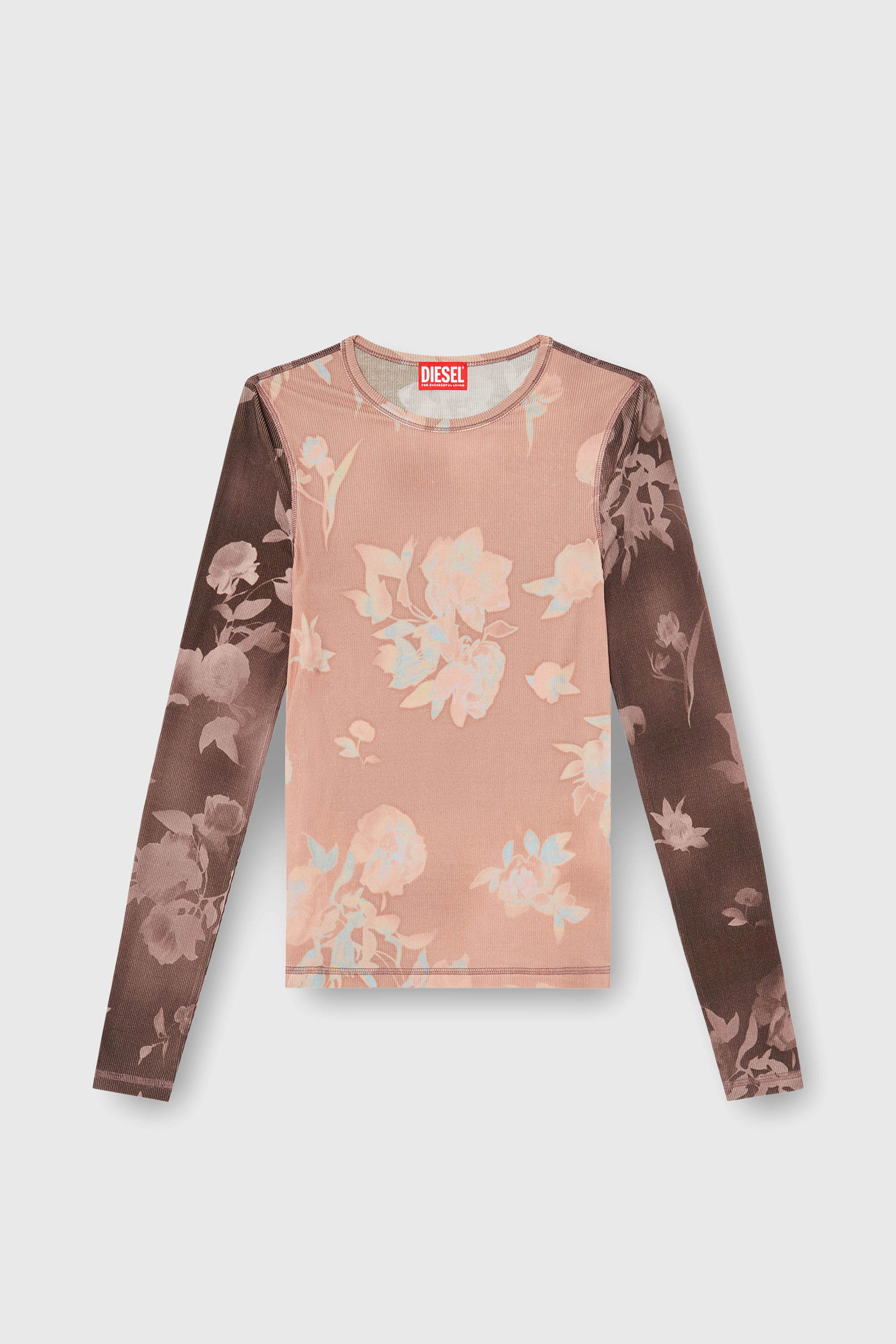 Diesel - T-MOKY-LS, Top en jersey c&ocirc;tel&eacute; &agrave; motif floral Femme in Rose - 2