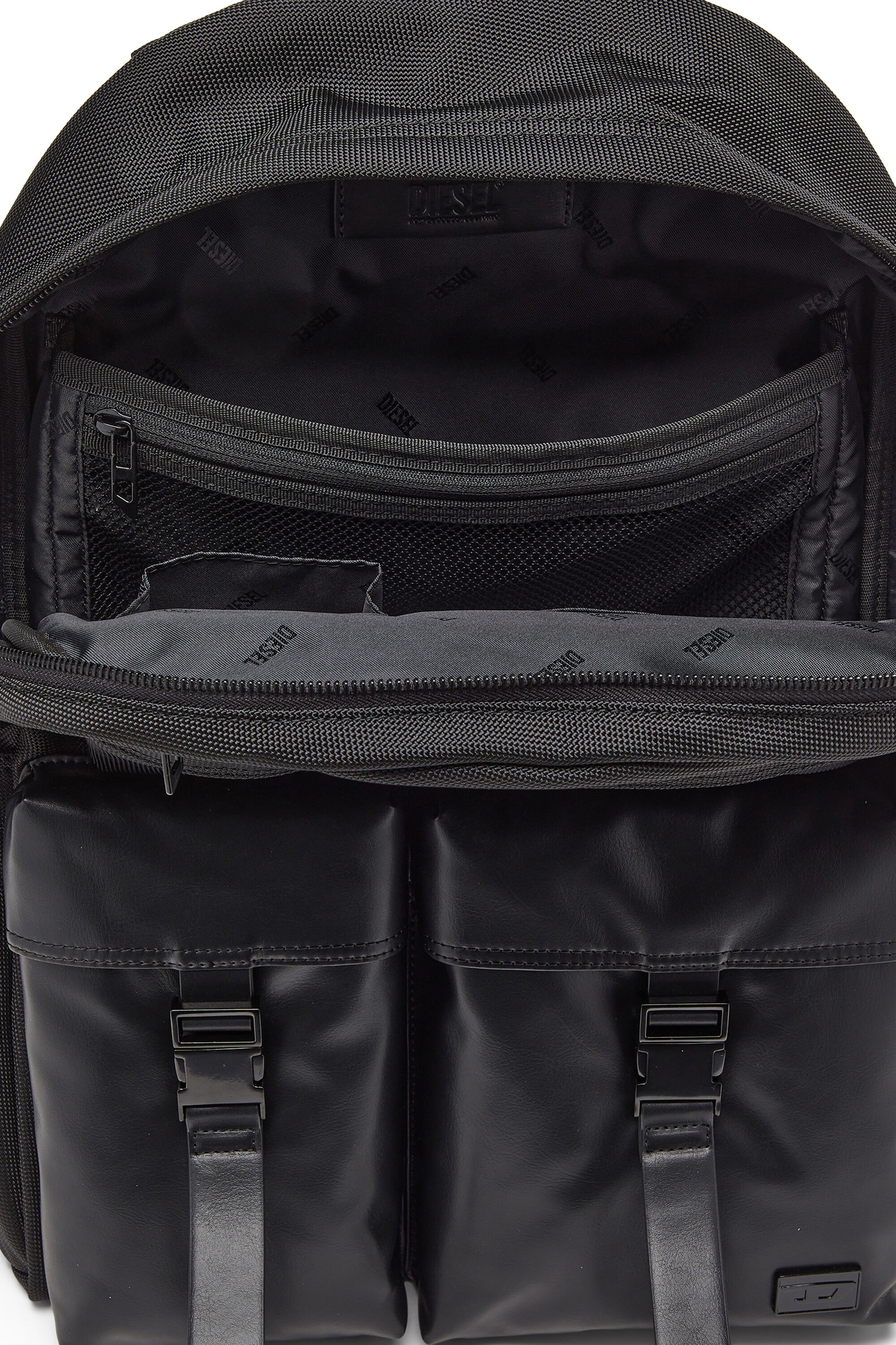 Diesel - MULTI-PKTS BACKPACK X, Multi-Pkts - Sac &agrave; dos en nylon avec poches avant Mixte in Noir - 3