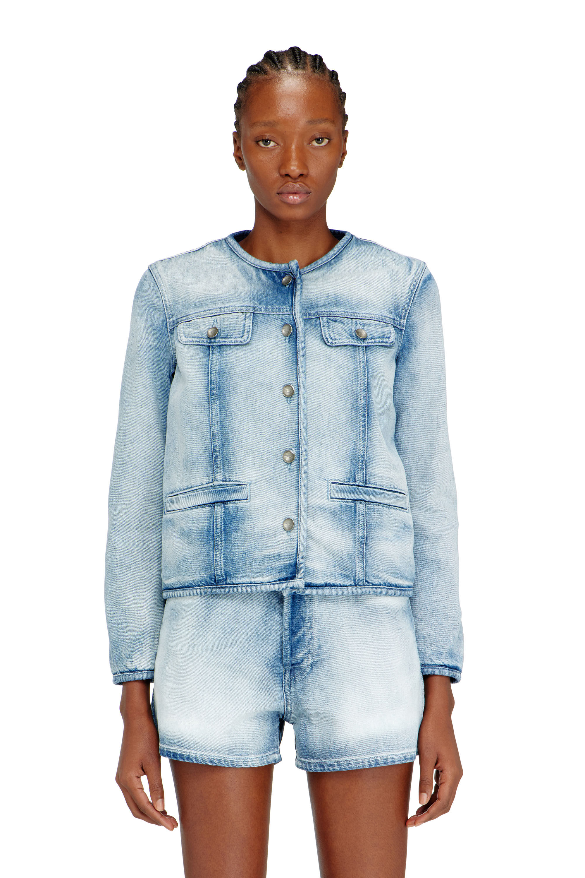 Diesel - DE-GRAFY-FSI1, Veste en denim skeleton mi-l&eacute;ger Femme in Bleu - 3