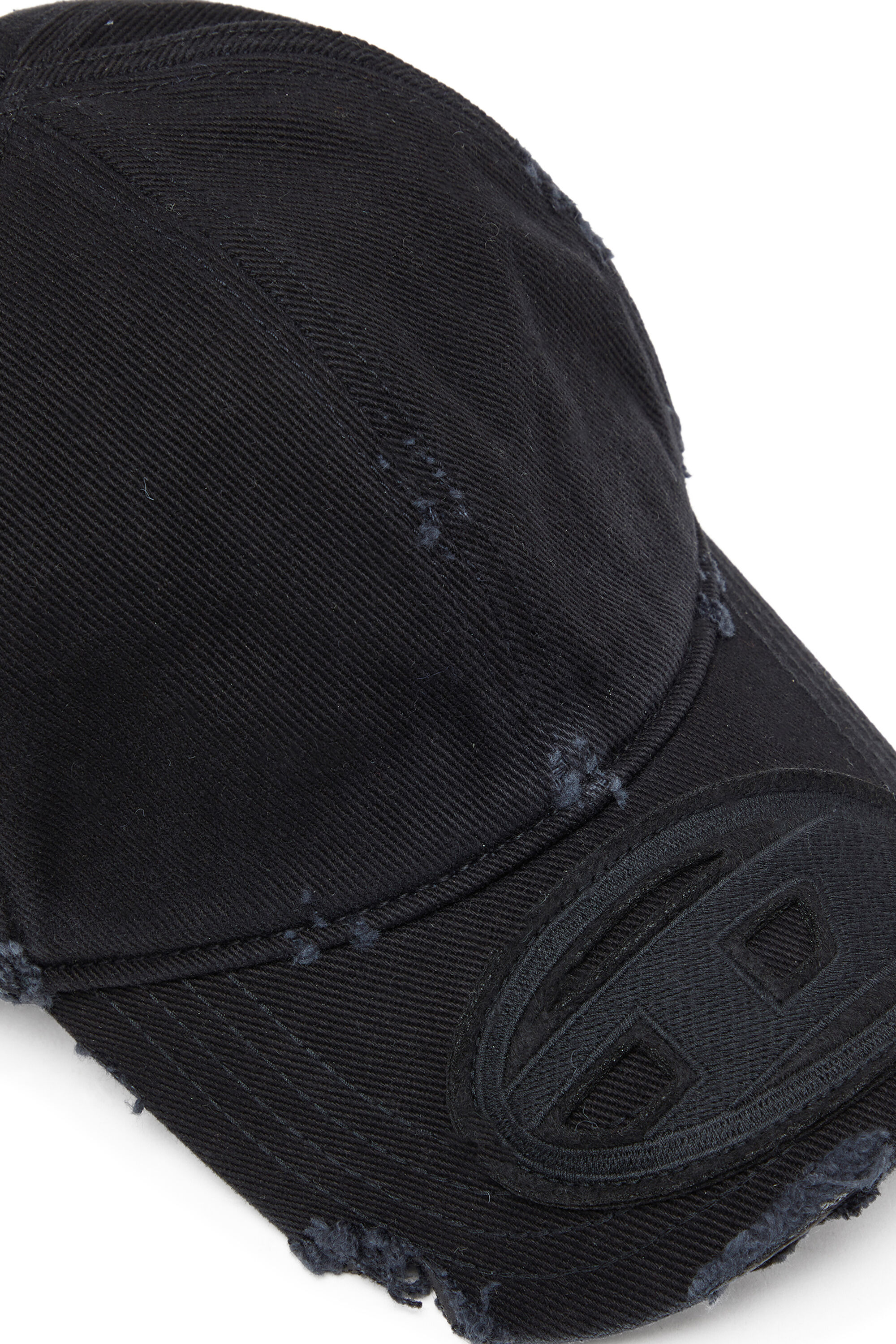 Diesel - C-BIGDOV, Casquette en coton twill avec d&eacute;tails us&eacute;s Homme in Noir - 3