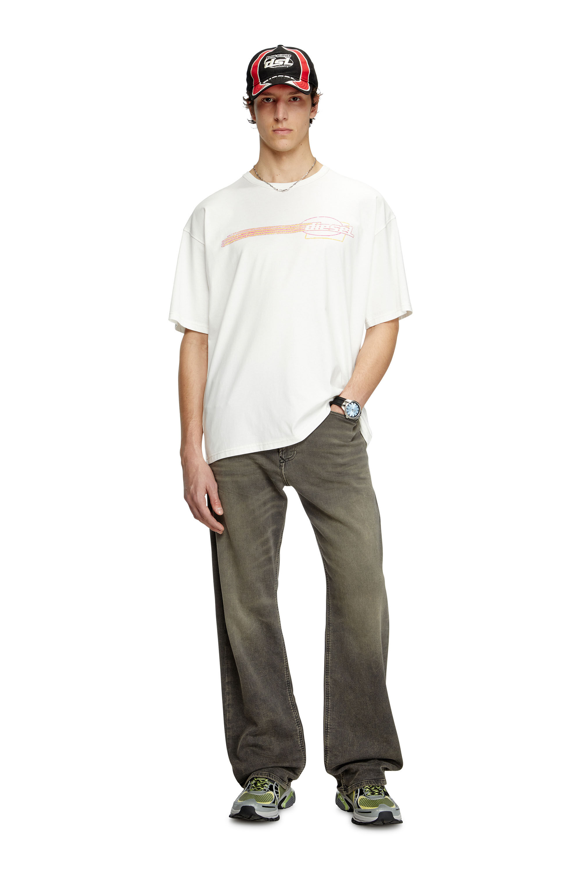 Diesel - T-BOXT-R16, T-shirt avec graphismes de logo floqué Homme in Blanc - 1