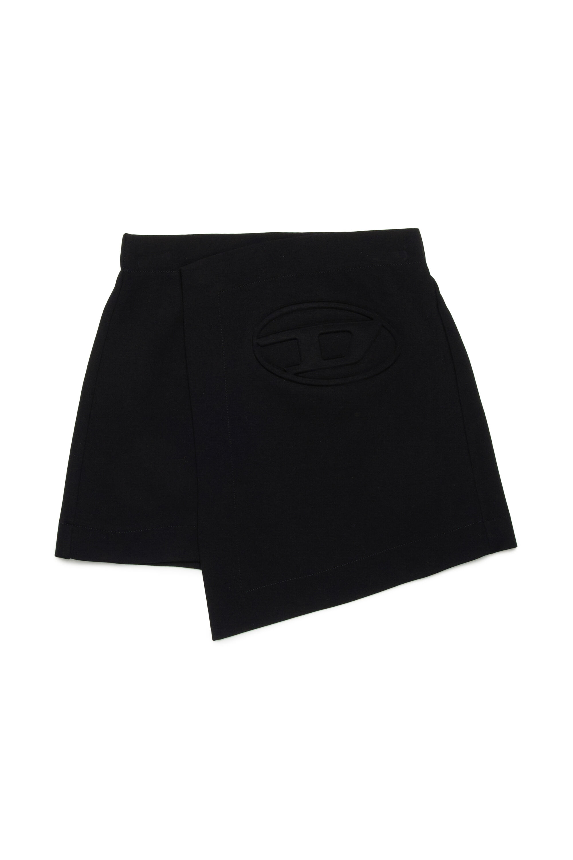 Diesel - GILSY, Mini-jupe enveloppante avec logo Oval D embossé Femme in Noir - 1
