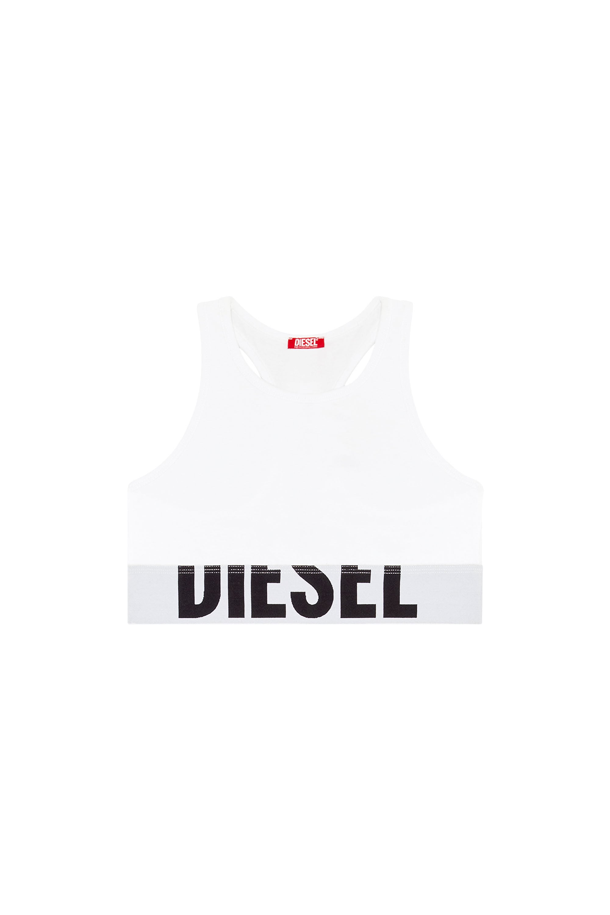 Diesel - UFSB-COTTON-RACE-BRALETTE-XL, Woman's Sports bra with cut-off logo in White - 2