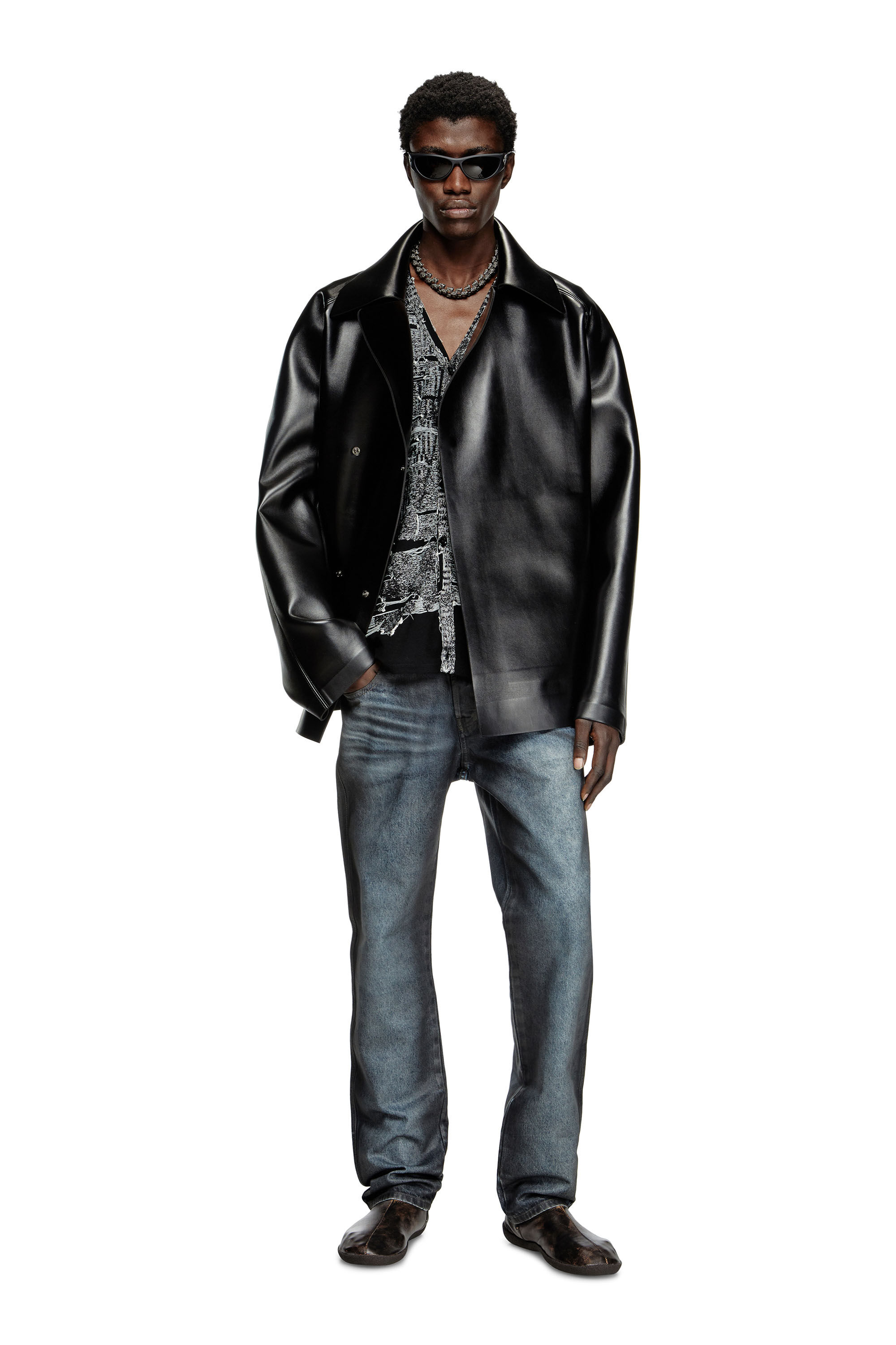 Diesel - J-MARKUS, Veste oversize ajustée en néoprène contrecollé Mixte in Noir - 1