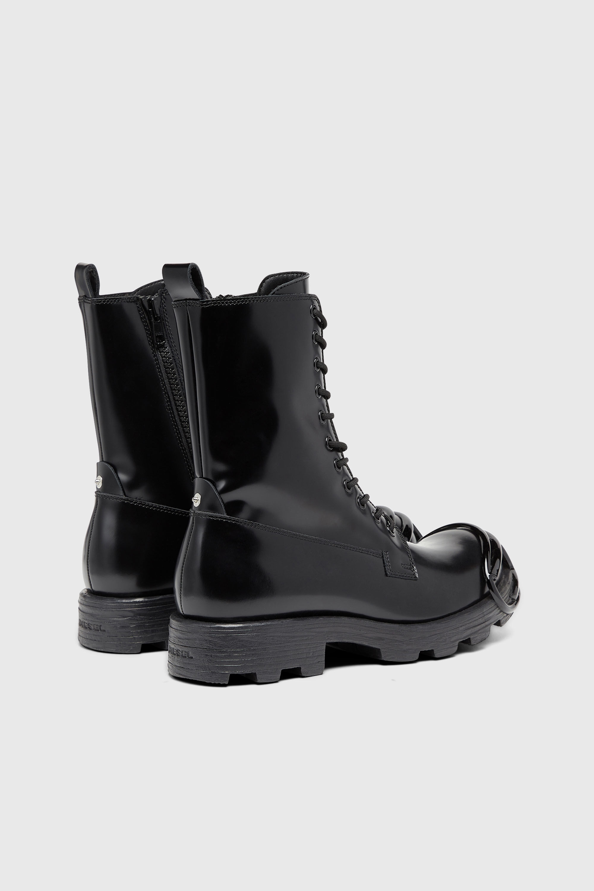 Diesel - D-HAMMER BT D, D-Hammer-Bottes en cuir avec embout Oval D Homme in Noir - 3