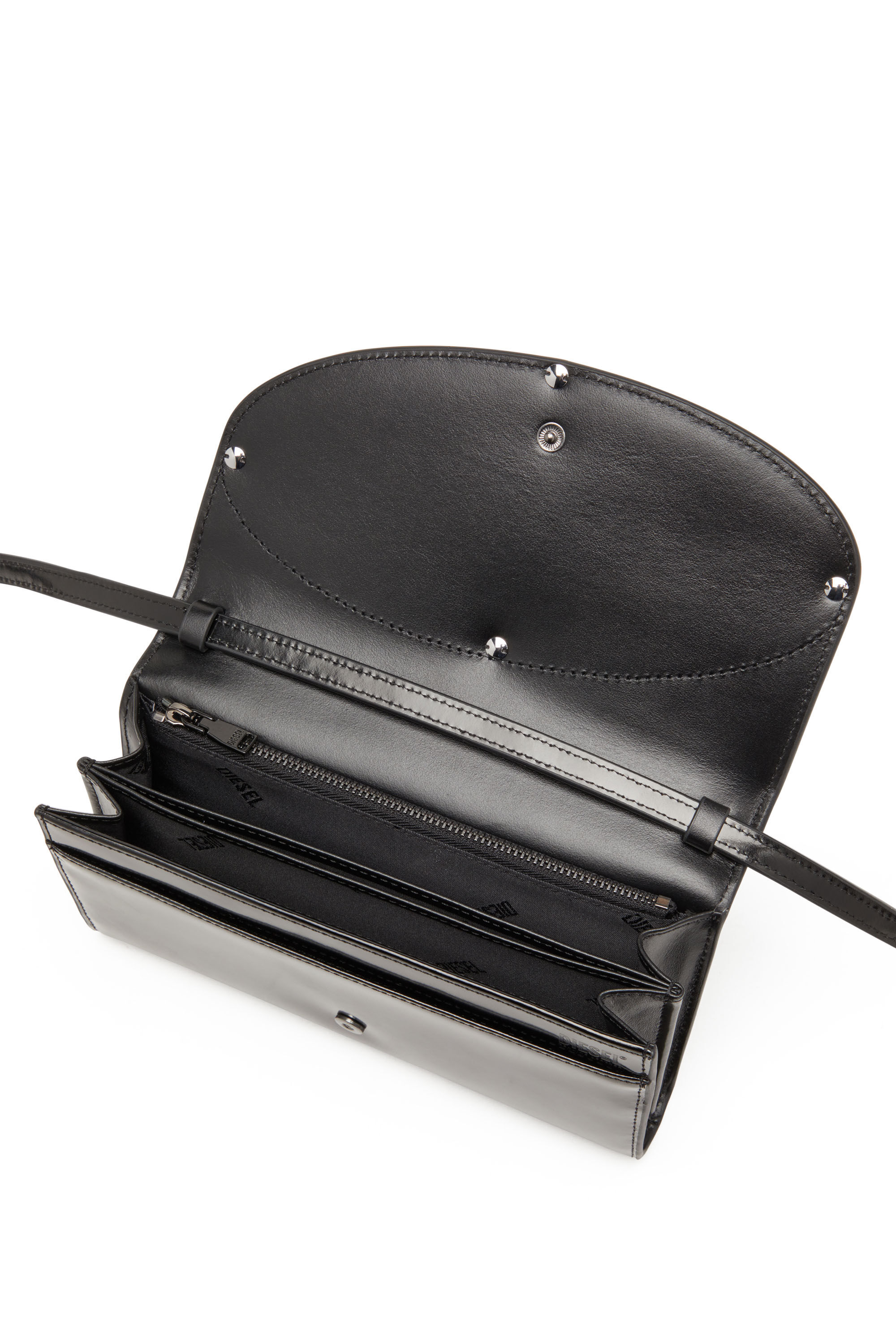Women's Wallet bag in mirrored leather | Black | Diesel