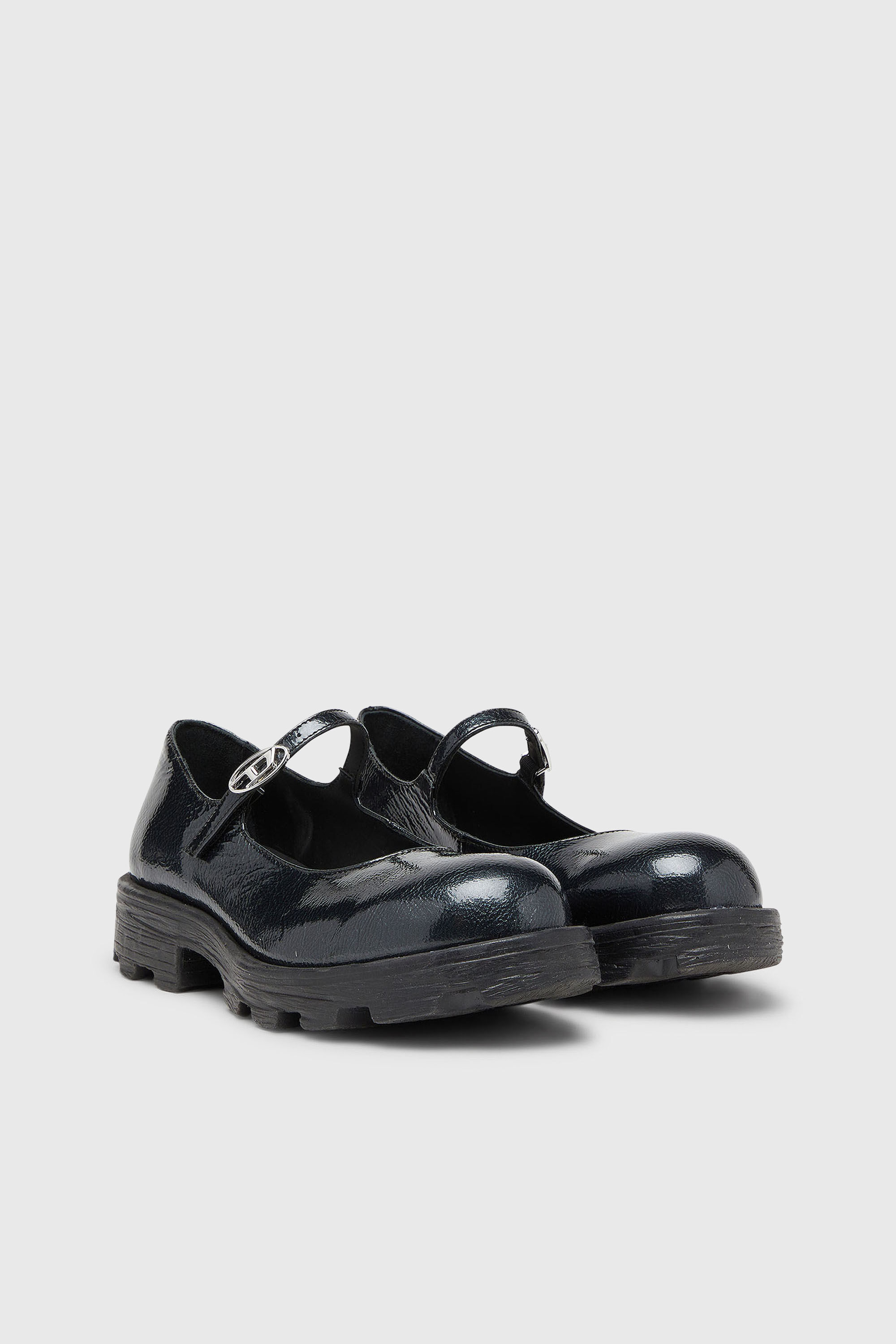 Diesel - D-HAMMER MARY JANE, D-Hammer - Babies &agrave; semelle crant&eacute;e en cuir verni Femme in Noir - 2