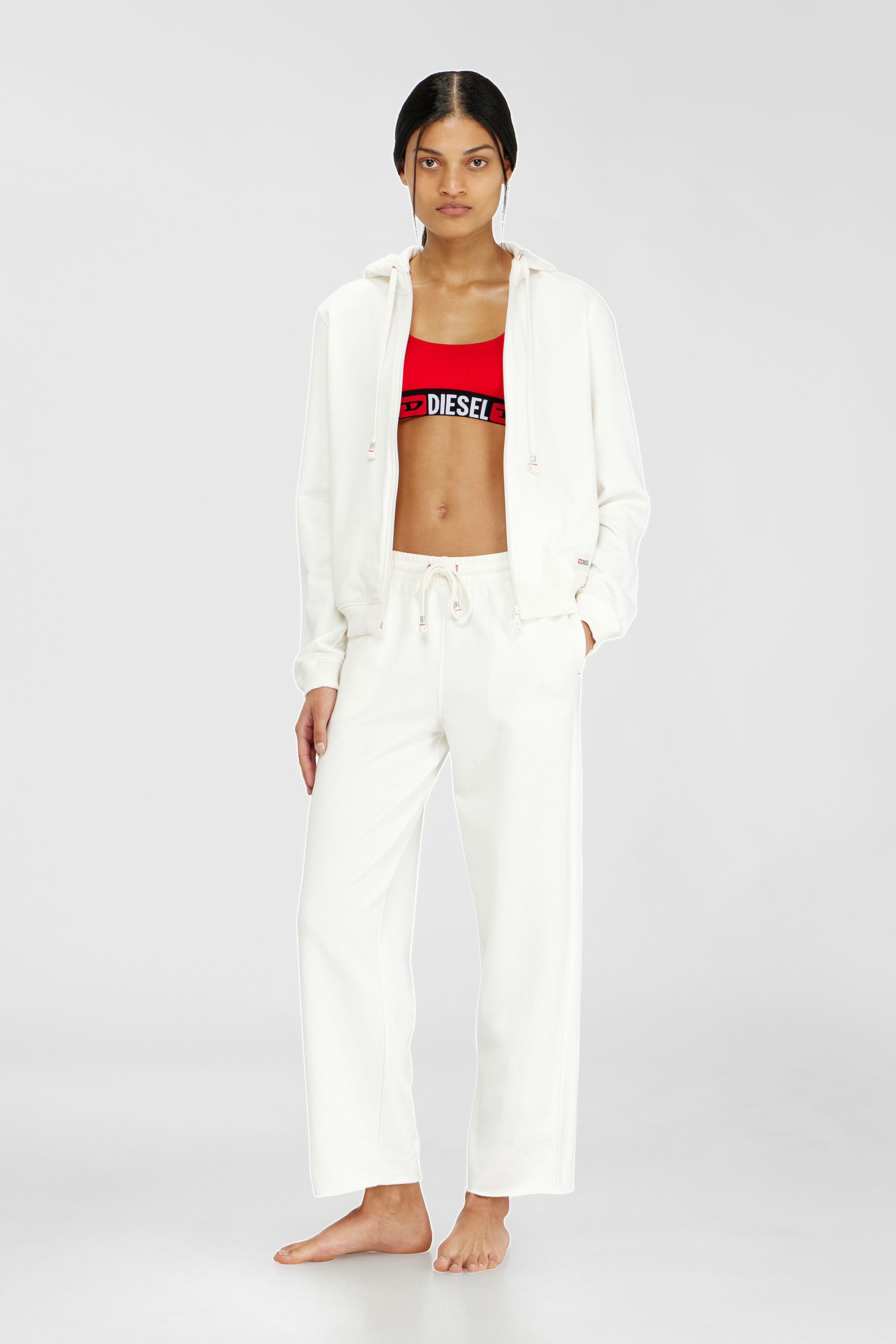 Diesel - HARRIET-D-CORE, Sweat &agrave; capuche en m&eacute;lange de coton gratt&eacute; Femme in Blanc - 1