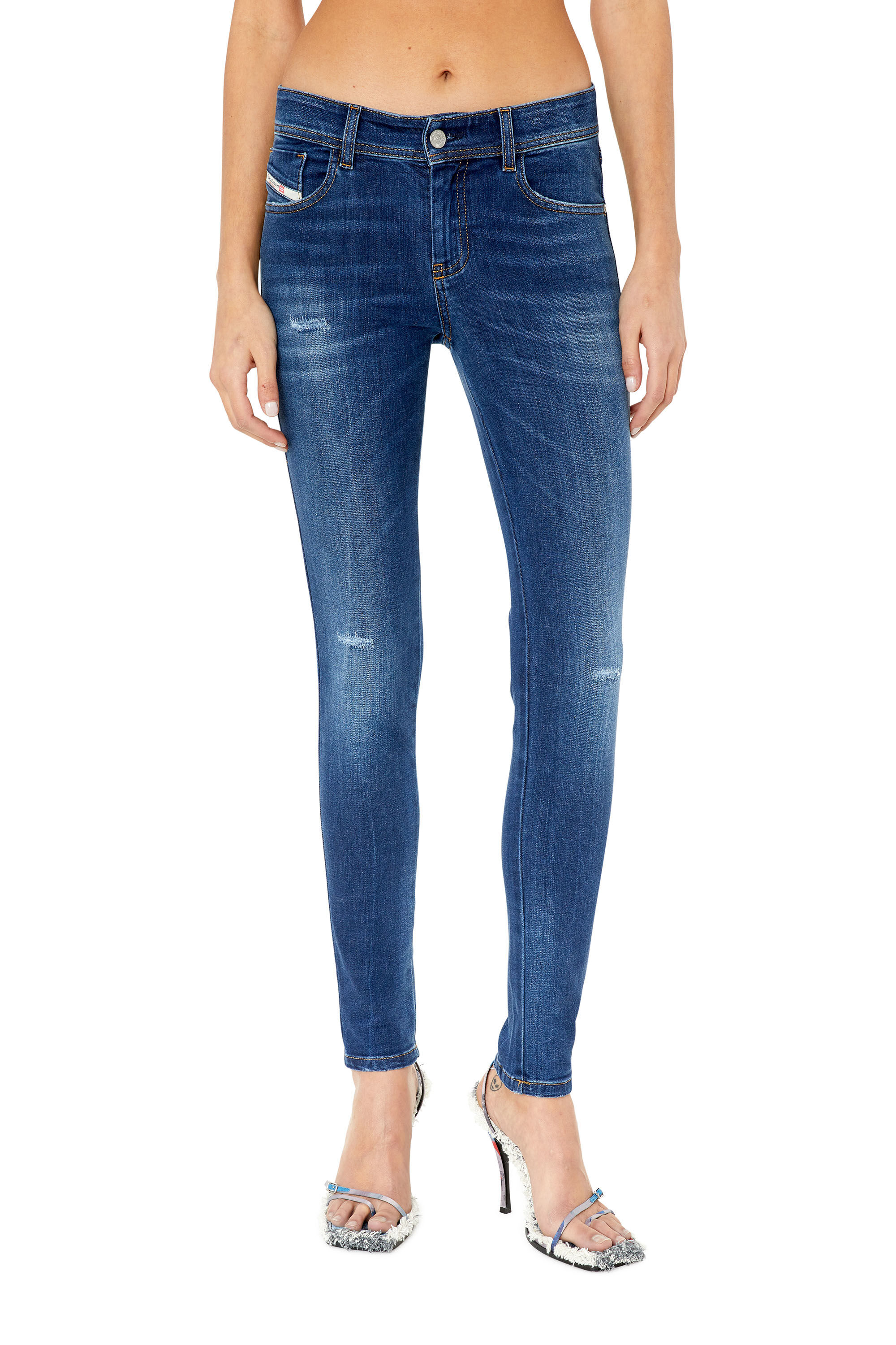 Diesel - 2017 Slandy E09CX Super skinny Jeans, Dark Blue - Image 3