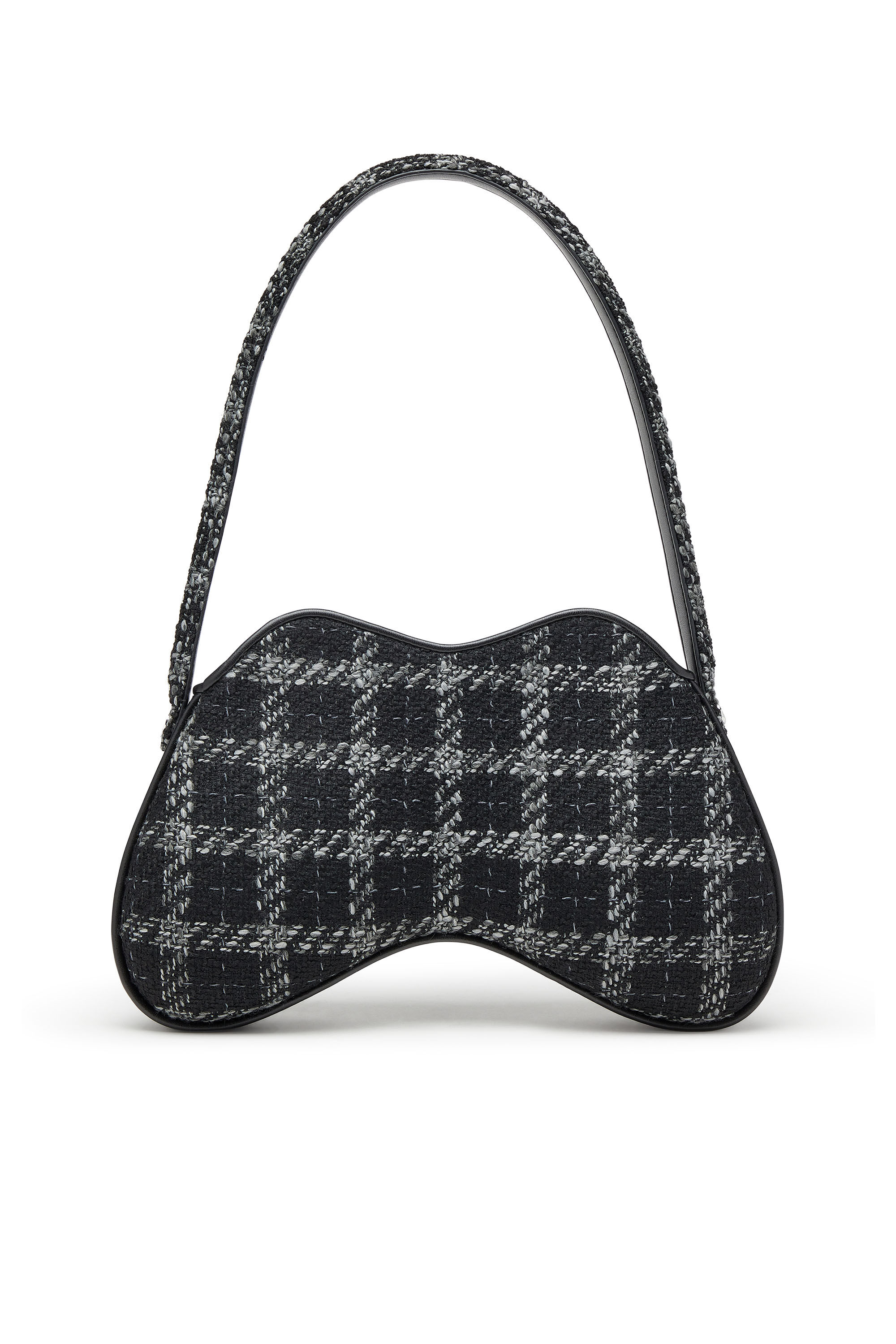 Diesel - DOUBLE-D SHOULDER, Sac à épaule avec motif pied-de-poule Femme in Noir - 3