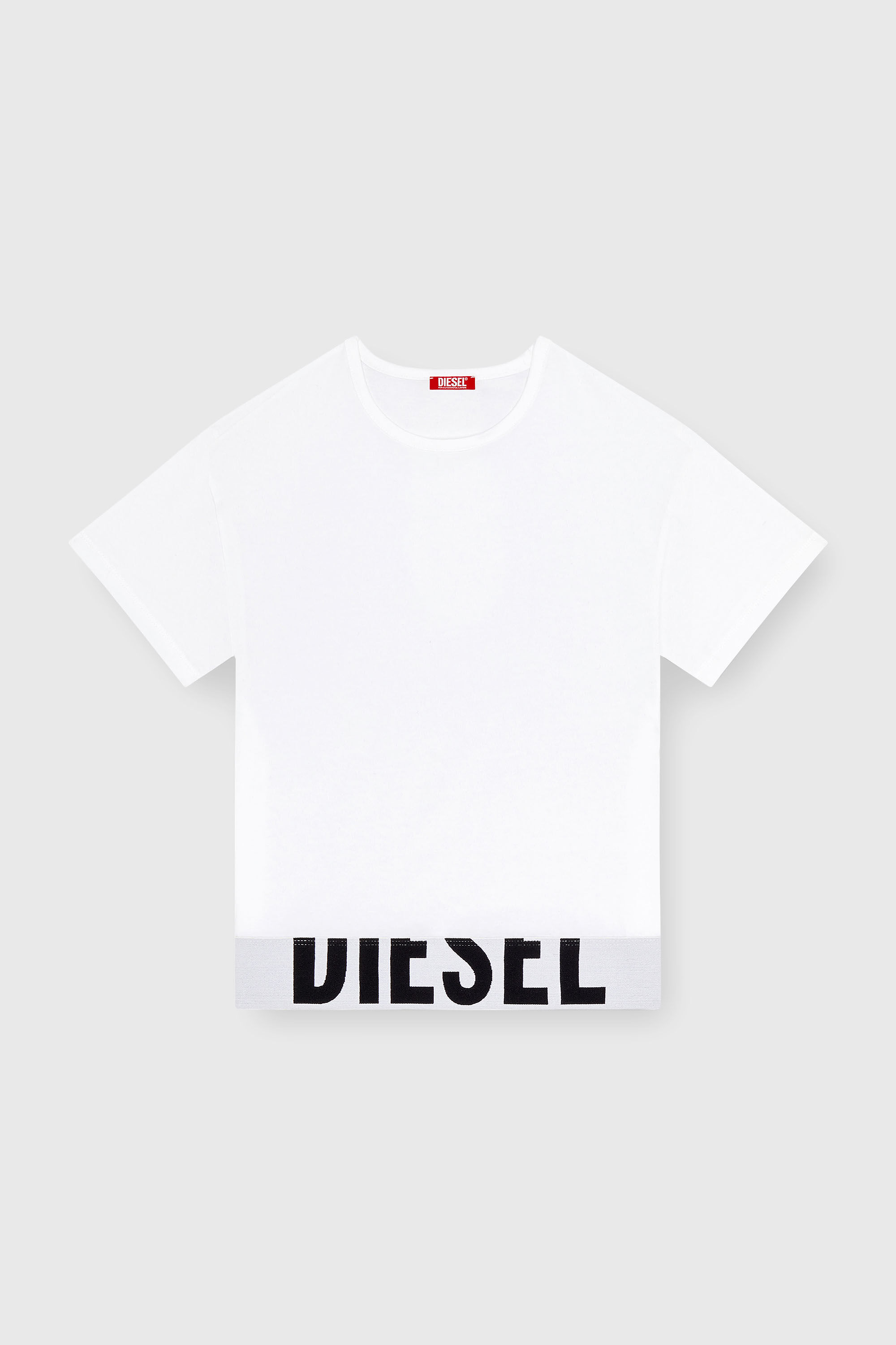 Diesel - UFTEE-SPORT-CROPPED-T-SHIRT, Top crop sportif avec bande &agrave; logo Femme in Blanc - 2