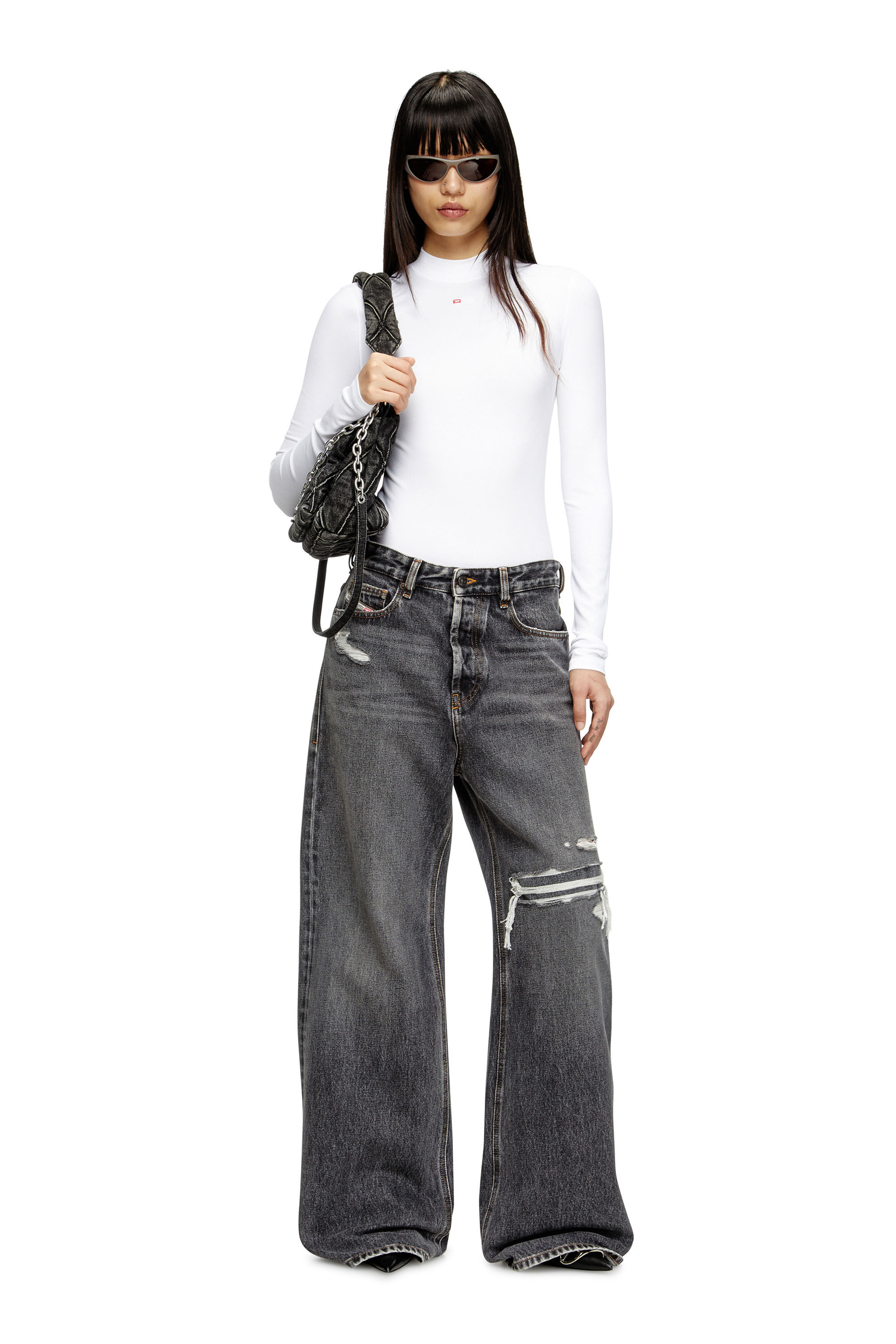 パンツ diesel Relaxed Jeans 1996 d-rise 007f6 1996 D-Sire Woman: Relaxed Black/Dark grey Baggy Jeans | Diesel