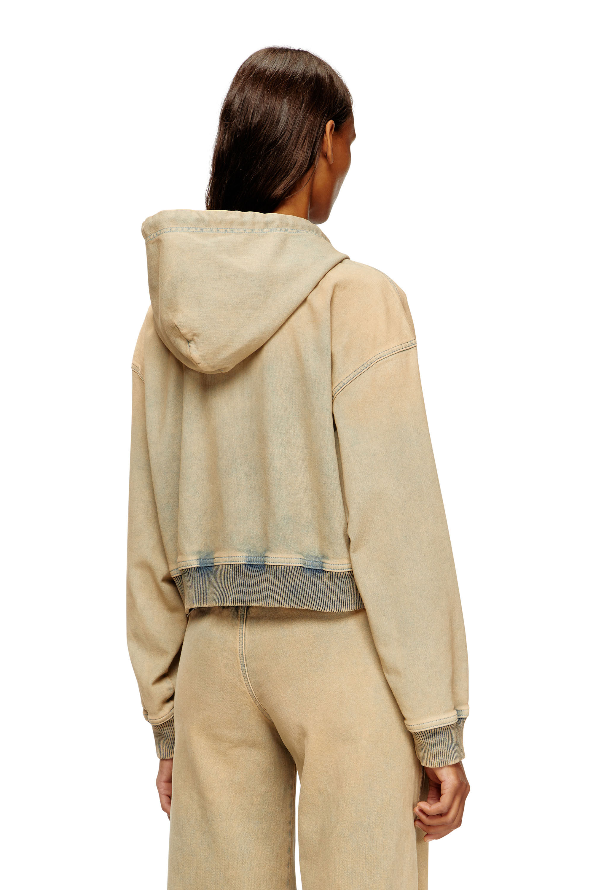 Diesel - DE-GIRI-CROP JOGG, Sweat-shirt à capuche zippé en tissu JoggJeans coloré Femme in Polychrome - 4