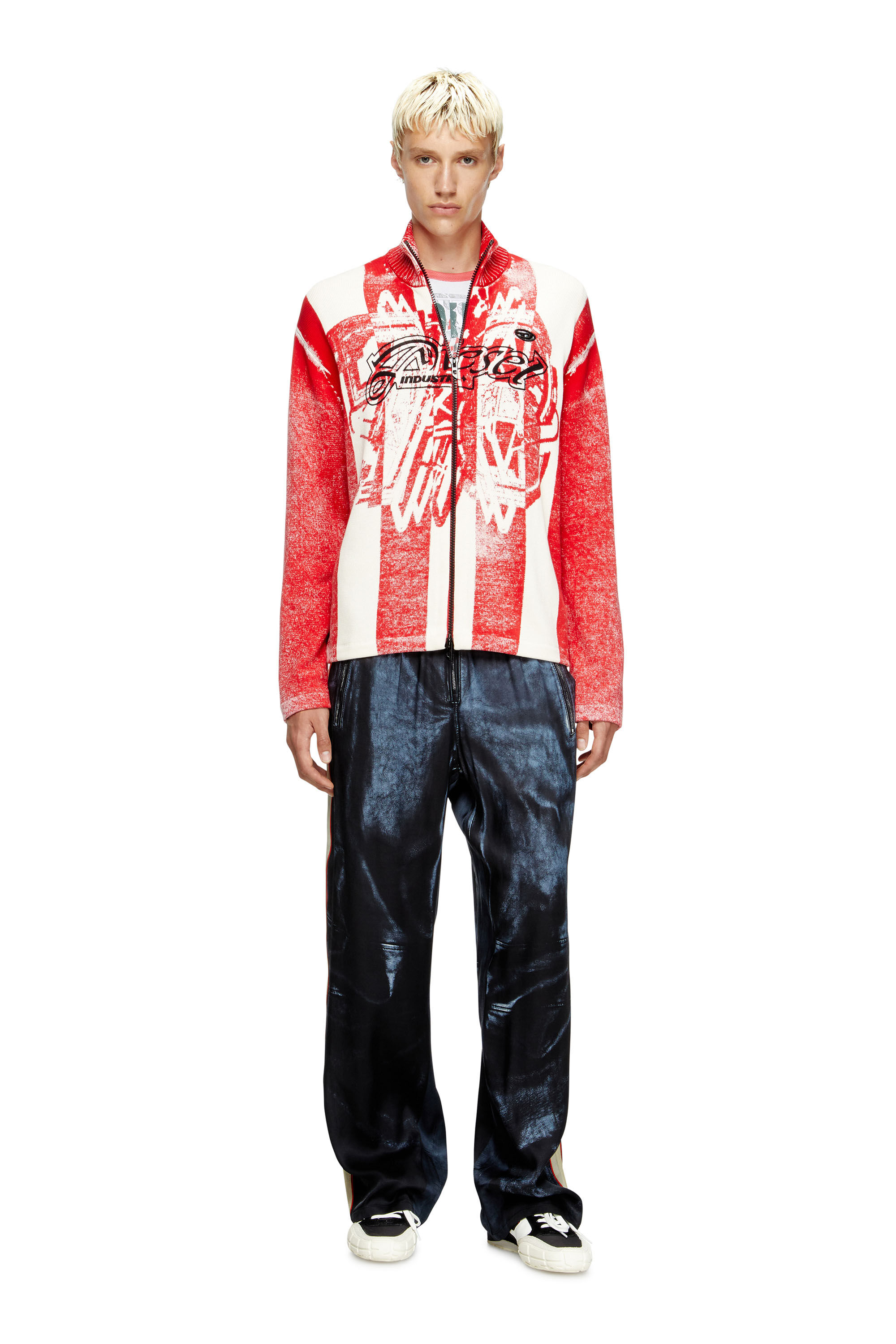 Diesel - K-OLIBA-JKT, Cardigan zippé à rayures, imprimé à l'intérieur Homme in Polychrome - 1