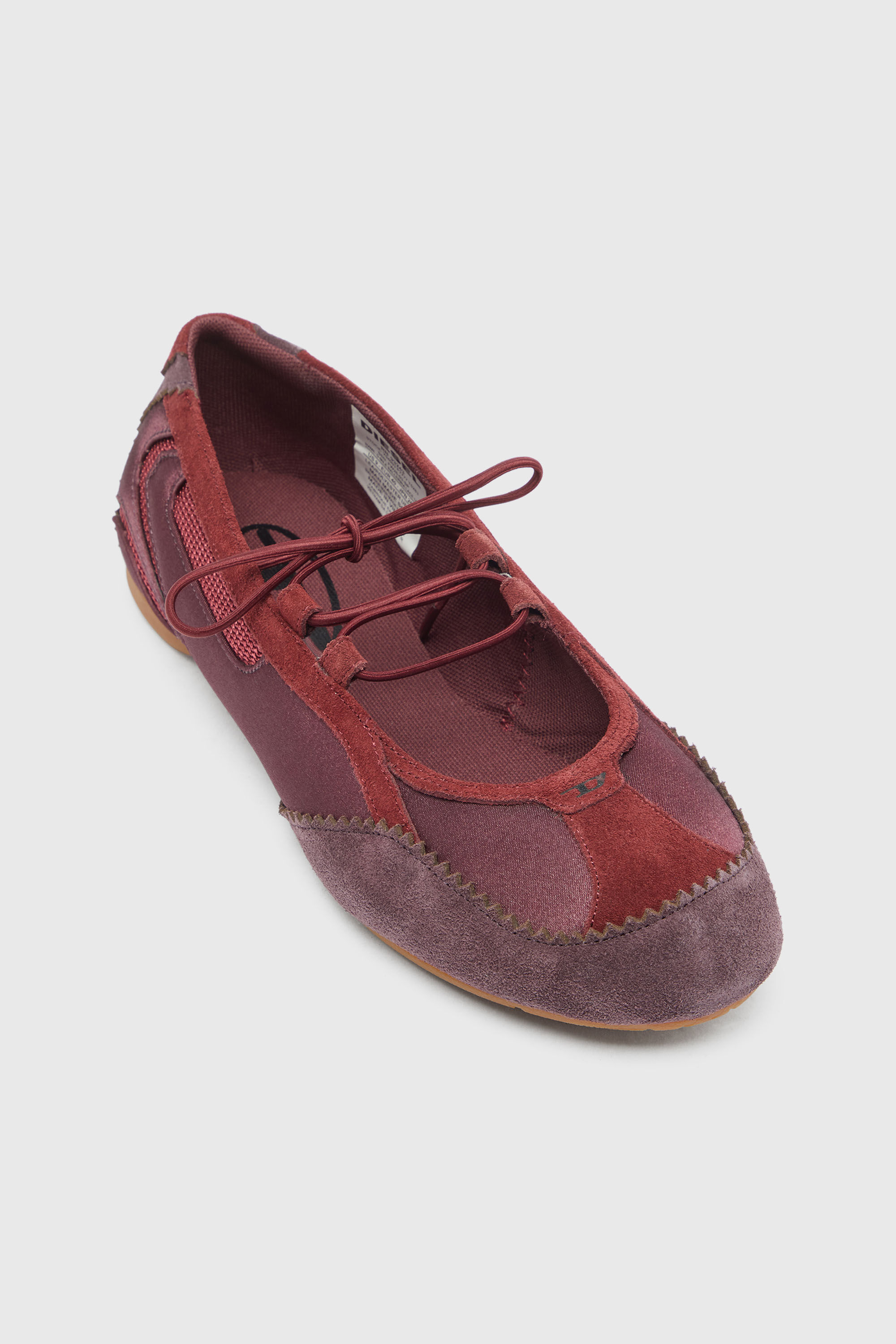 Diesel - D-MILE BALLERINA LACE UP II W, D-Mile - Ballerines &agrave; lacets en cuir et mesh Femme in Rouge - 6