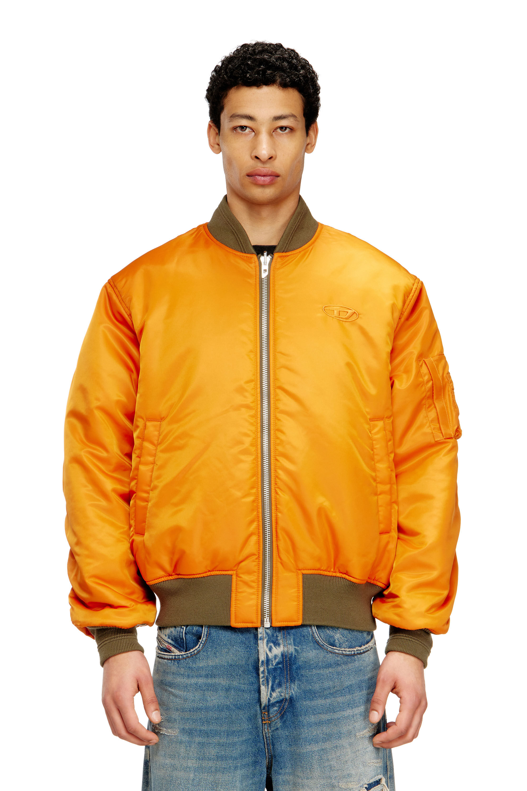 Diesel - W-TYPE-D1, Blouson aviateur rembourr&eacute; avec broderie Oval D Homme in Polychrome - 7