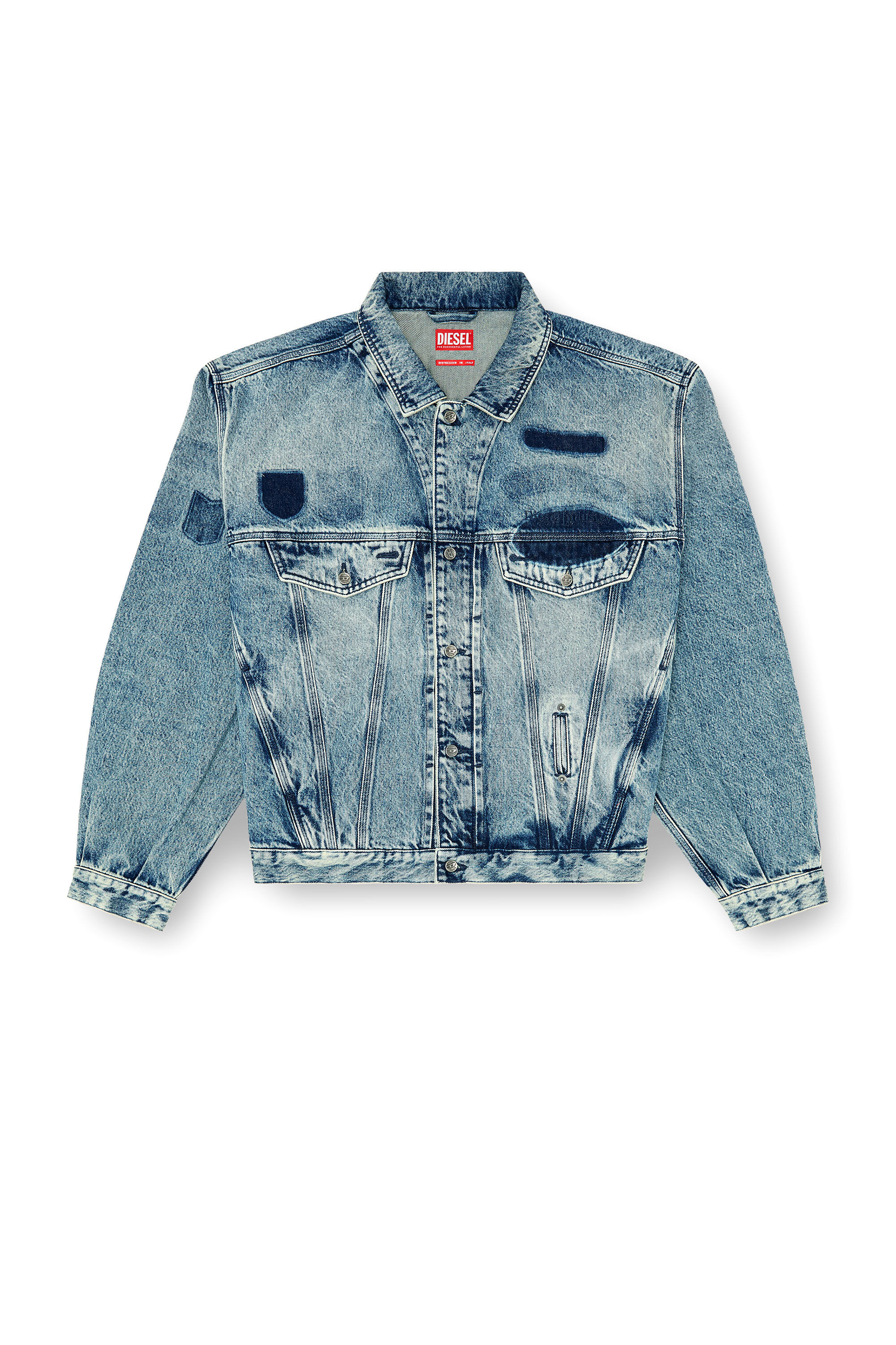Diesel - D-DENVER-S2, Veste trucker avec effets patch Mixte in Bleu - 2