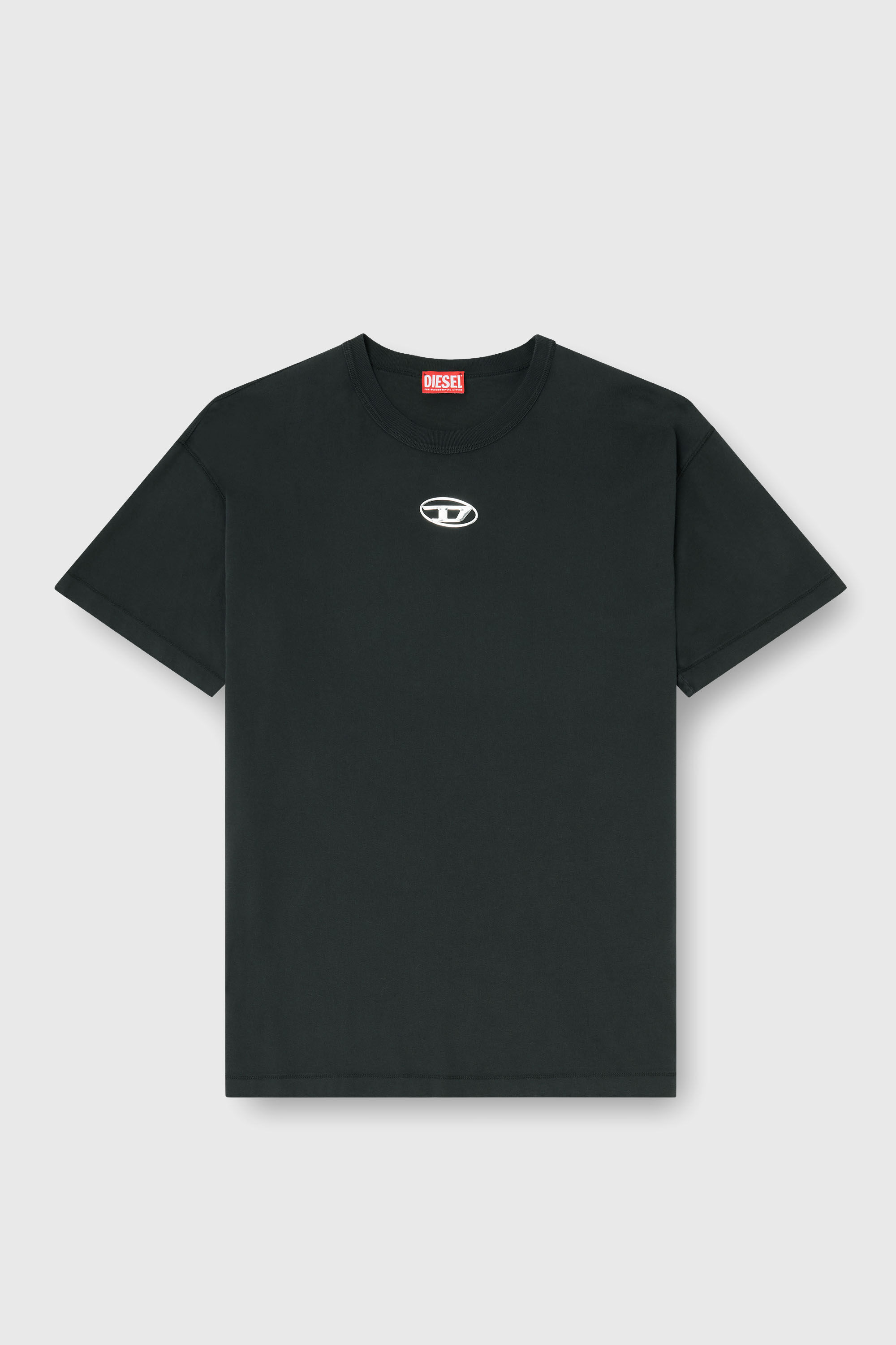 Diesel - T-NORM-IOD, T-shirt en coton l&eacute;ger avec logo Ovale D m&eacute;tallis&eacute; Homme in Noir - 2
