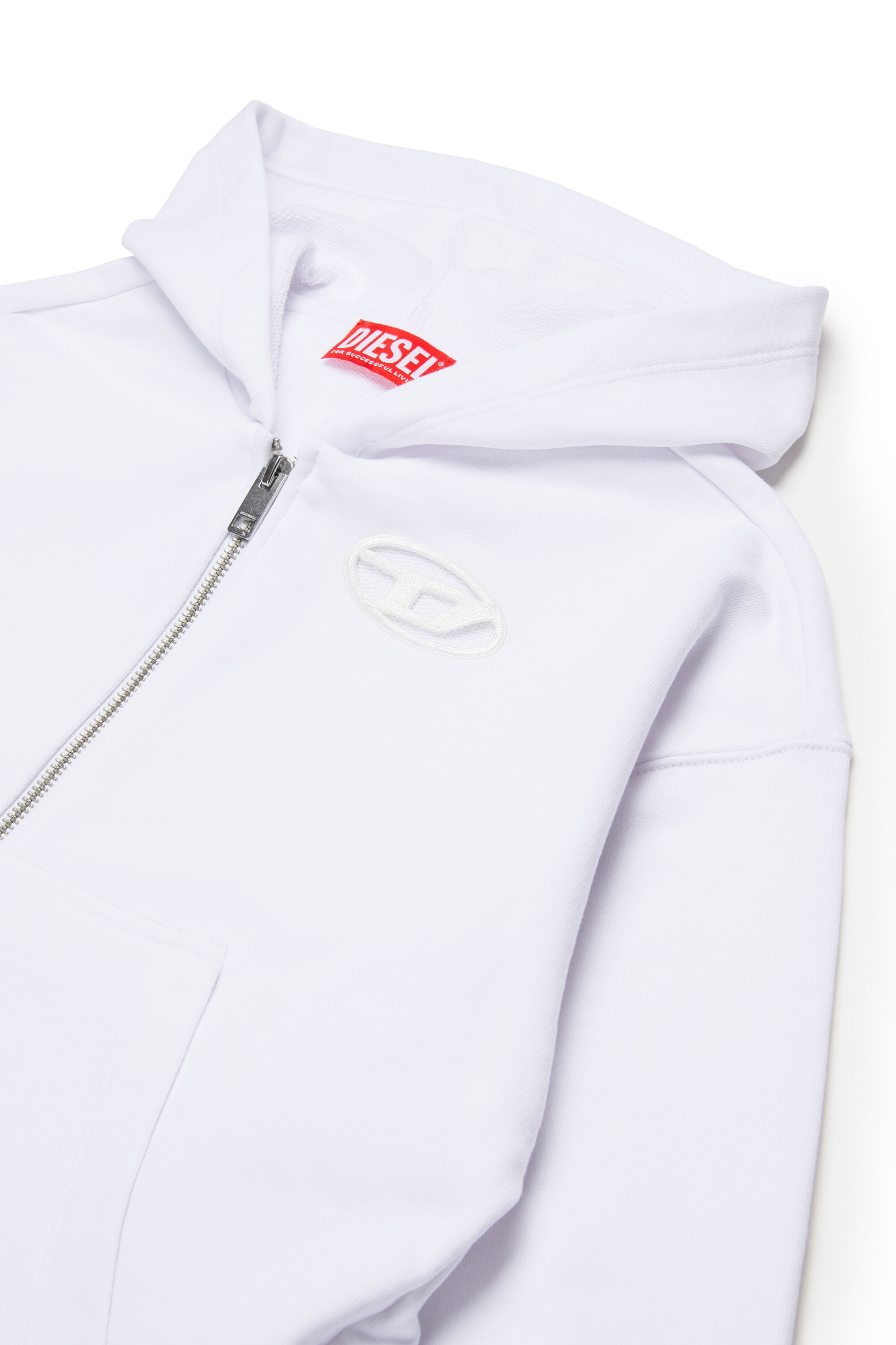 Diesel - SFPERU, Sweat-shirt à capuche zippé avec cut-out à logo Oval D Femme in Blanc - 3