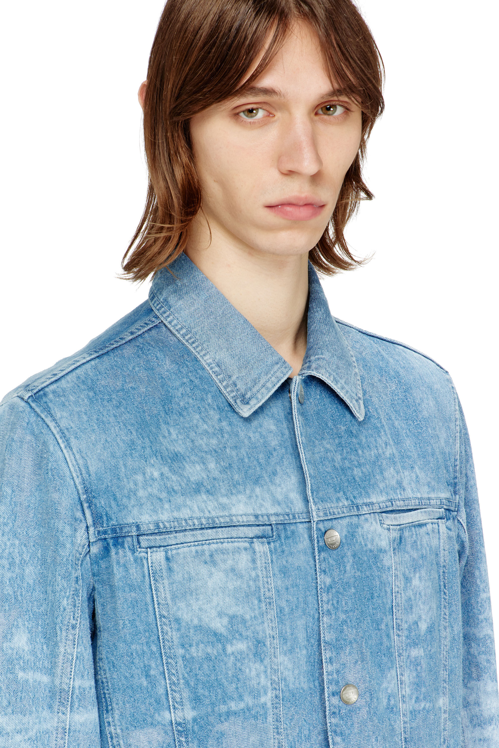 Diesel - D-SERON-FSI, Veste en denim satin&eacute; Homme in Bleu - 5