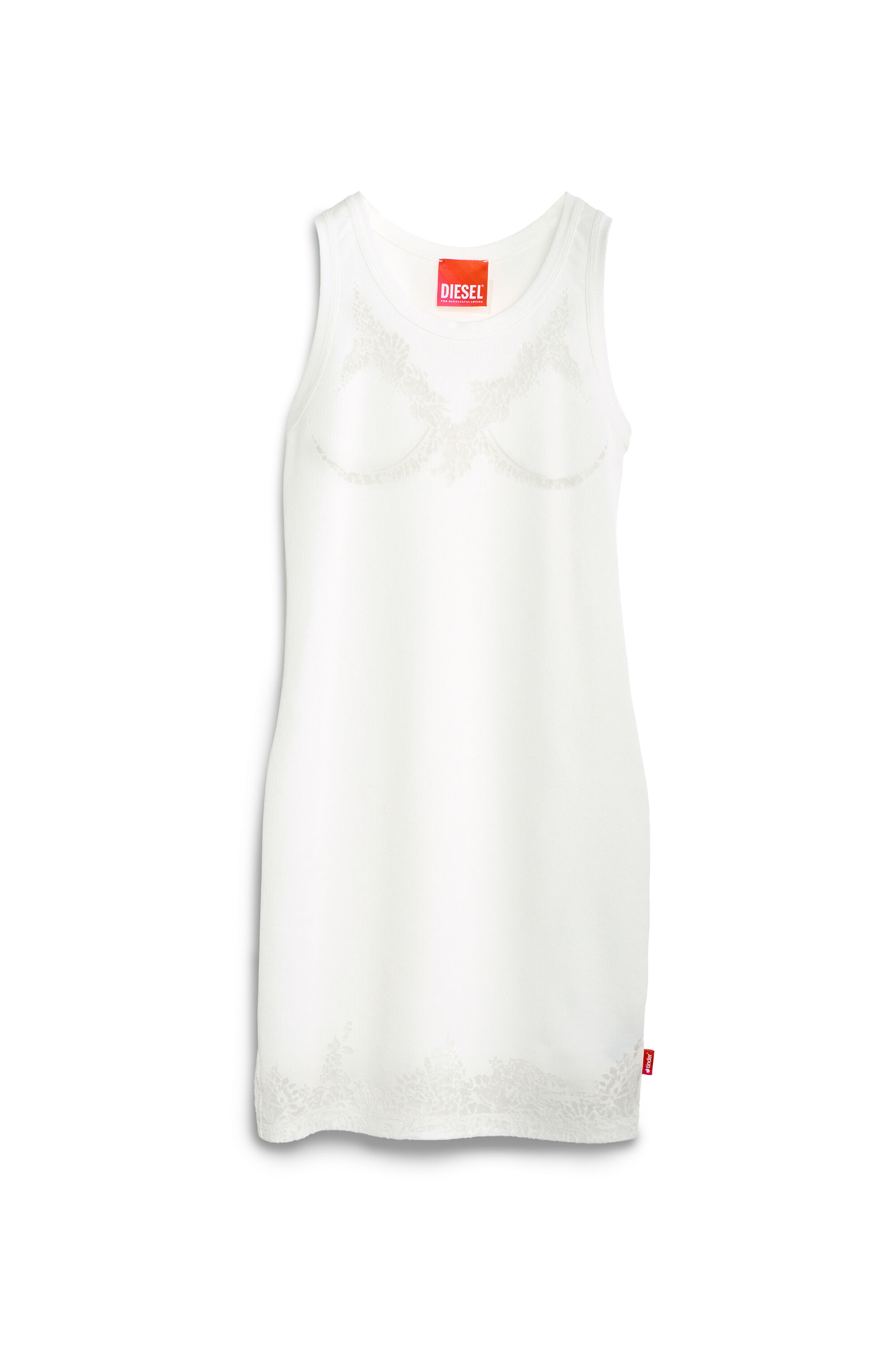 Diesel - PR-D-ANKI-LACE-R, Woman's Mini tank dress with devor&eacute; lace effect in White - 2