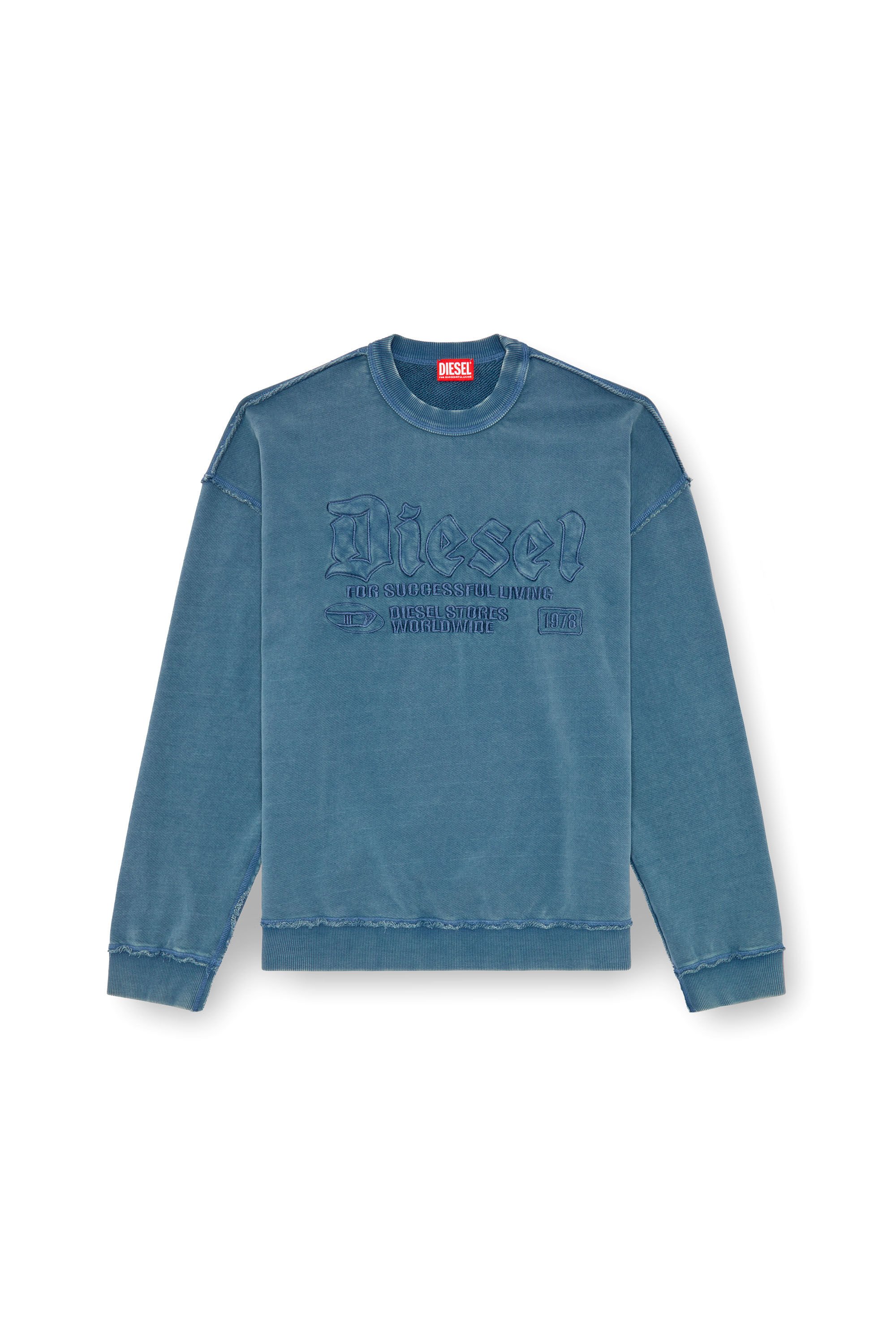 Diesel - S-BOXT-RAW, Homme Sweat-shirt avec logo brodé in Bleu - Image 2