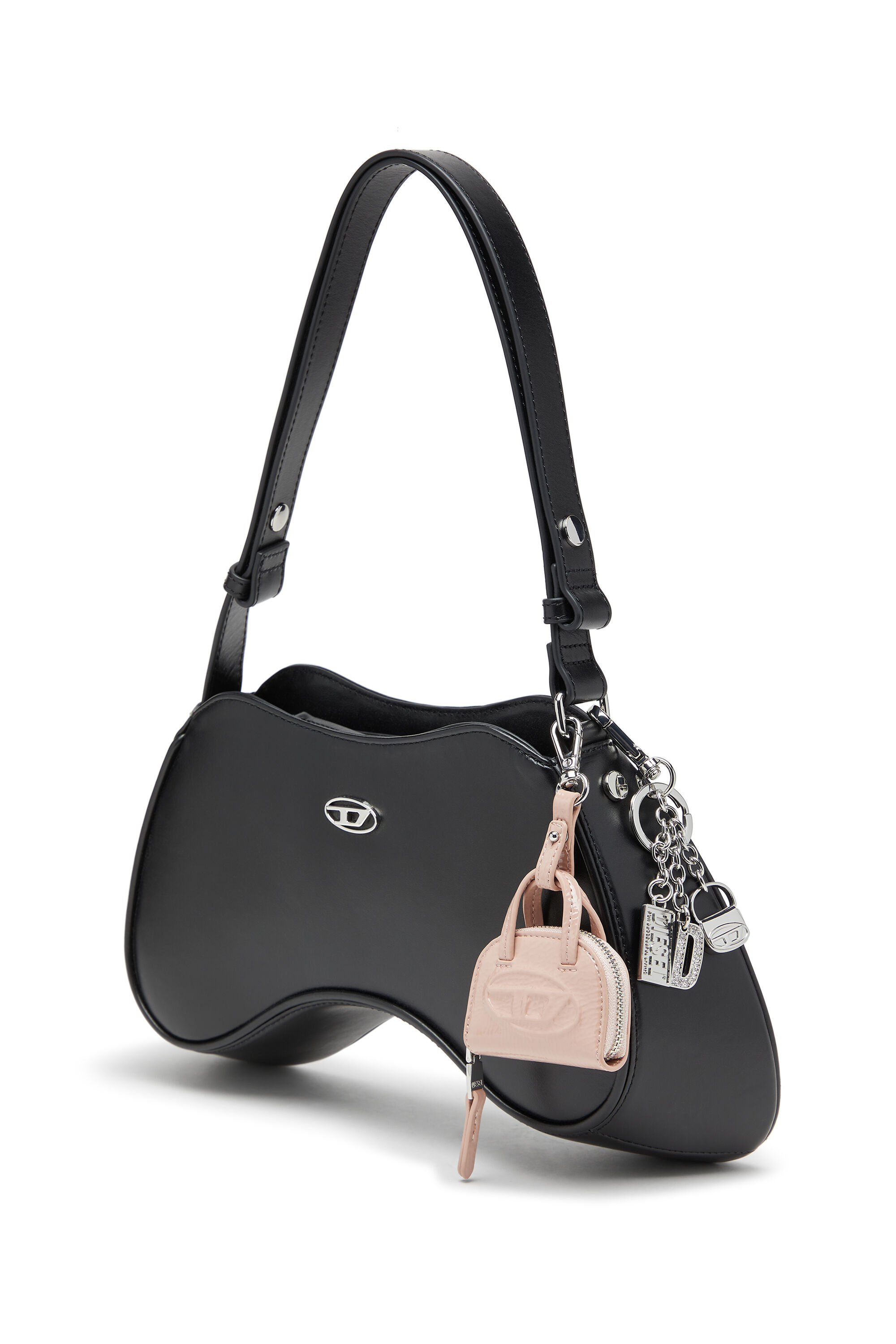 Diesel - 1DR DOME CHARMS, Bag charm in glossy, crinkled naplak Femme in Rose - 3